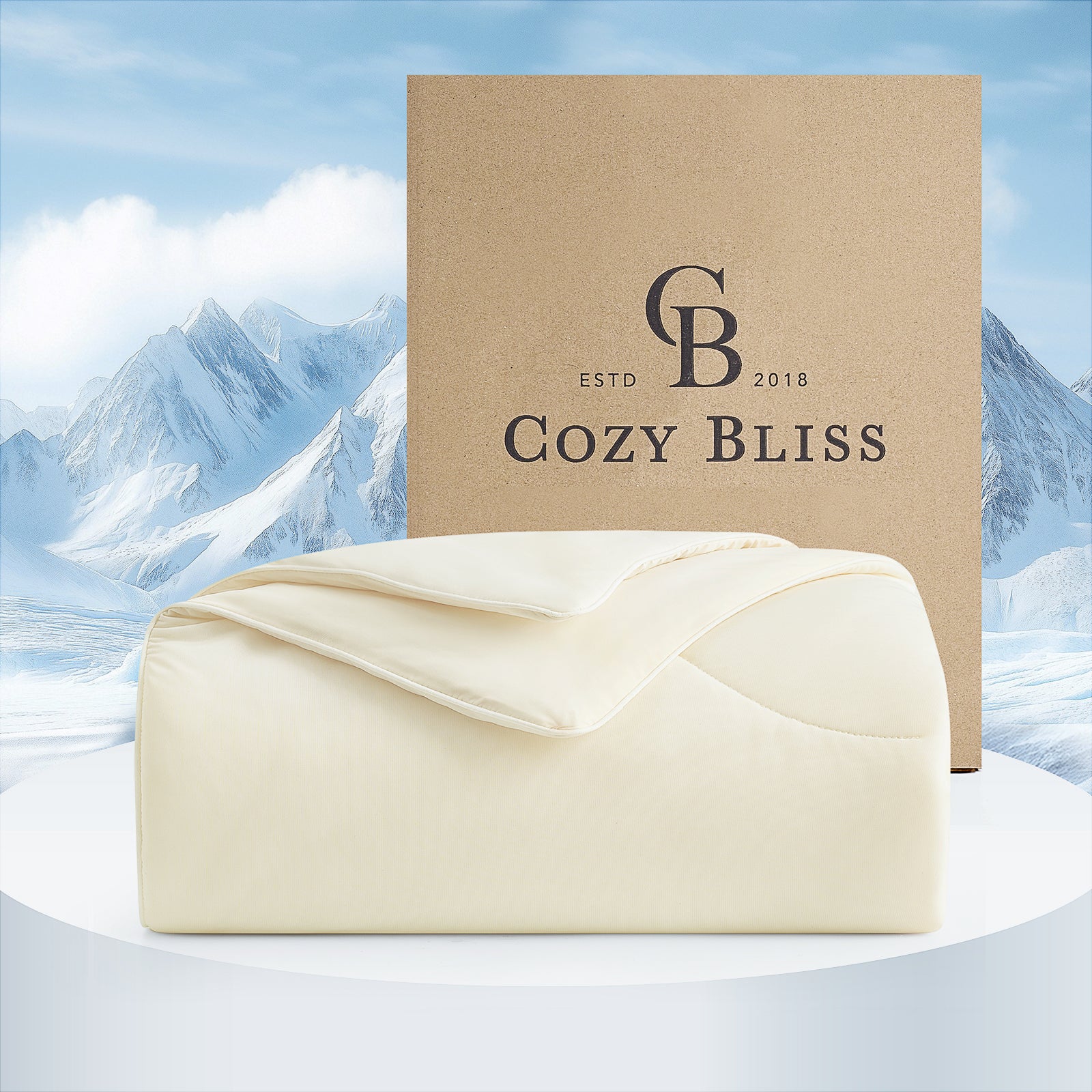 Cozy Bliss cooling comforter, cream colored, soft and breathable, perfect for cozy sleep and hot sleepers #Color_Snow Ivory