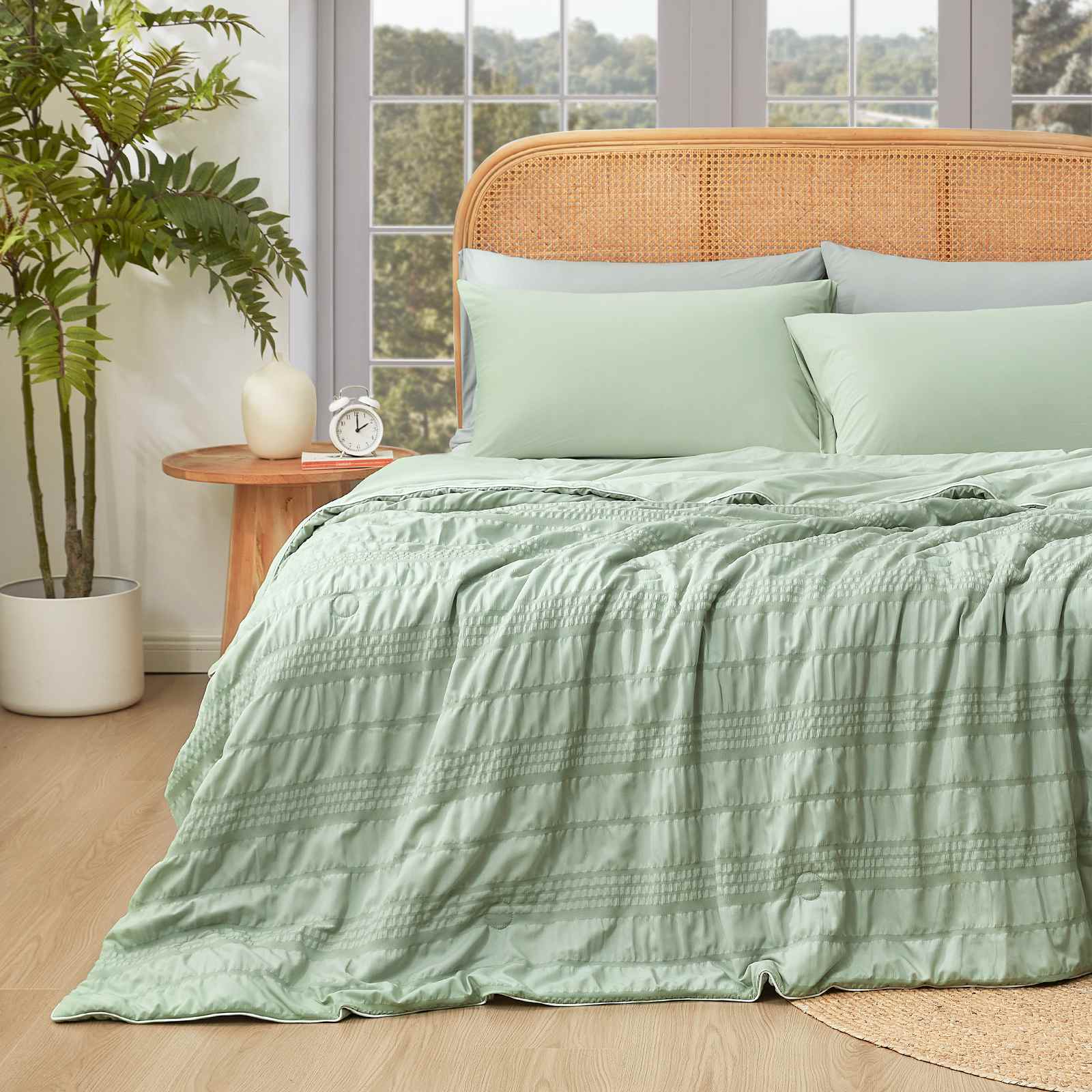 Cozy Bliss cooling comforter set in a serene bedroom #color_Sage Green