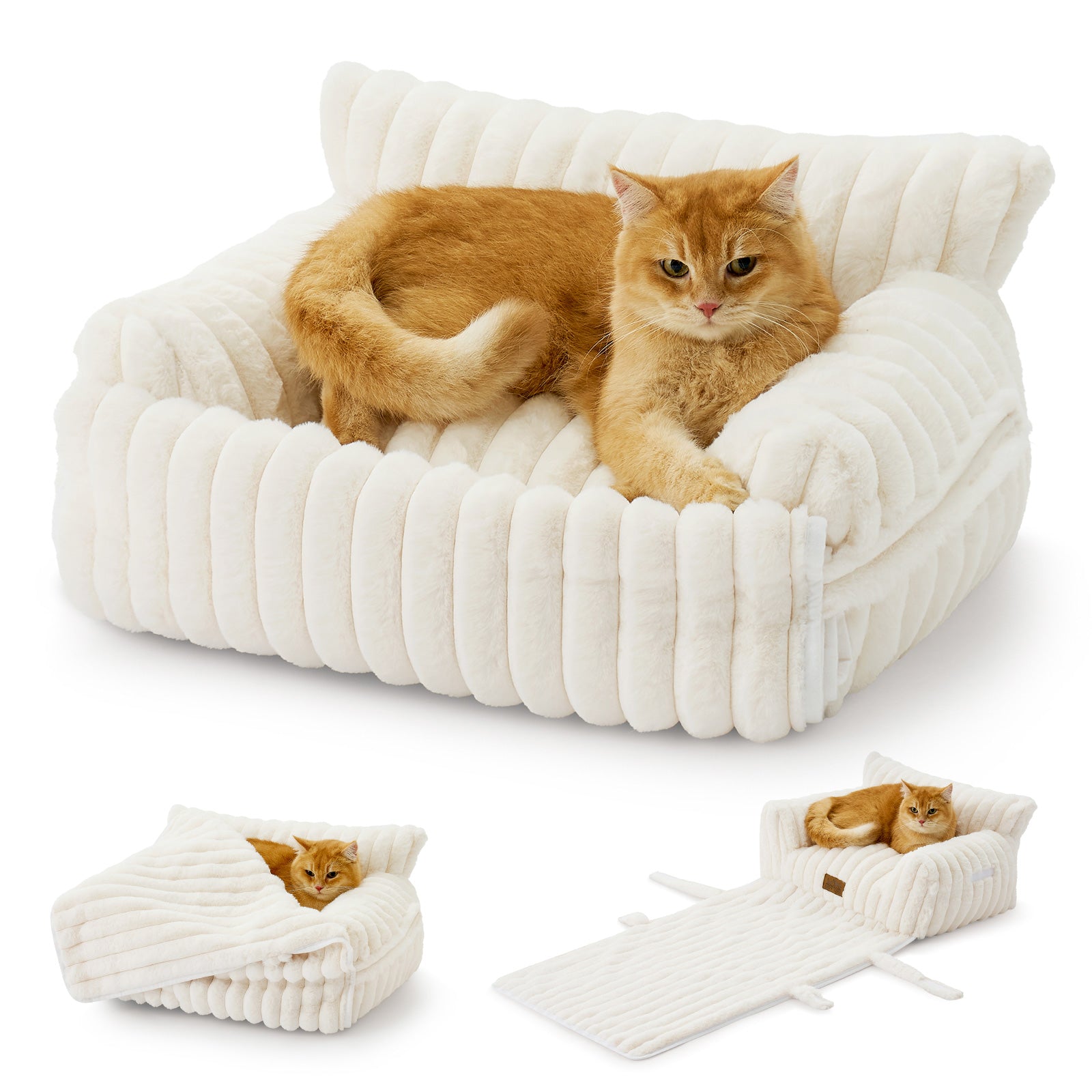 Cozy Bliss X CK Faux Fur Pet Couch Bed with Removable Cover
