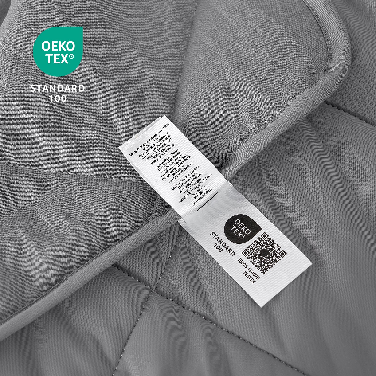 Gray cooling blanket with OEKO-TEX certification for safety and quality, a cooling comforter alternative. #Color_Dark Grey