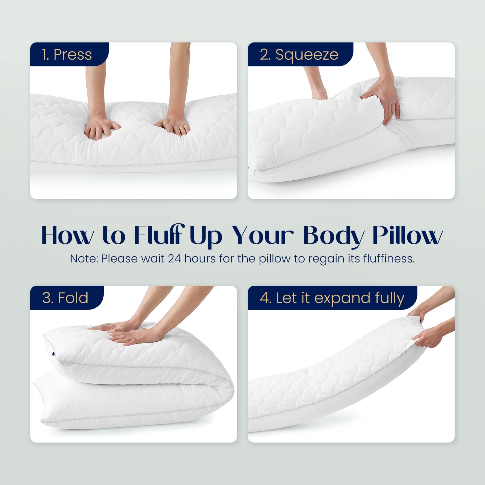 Ways to fluff up body pillow. #color_White