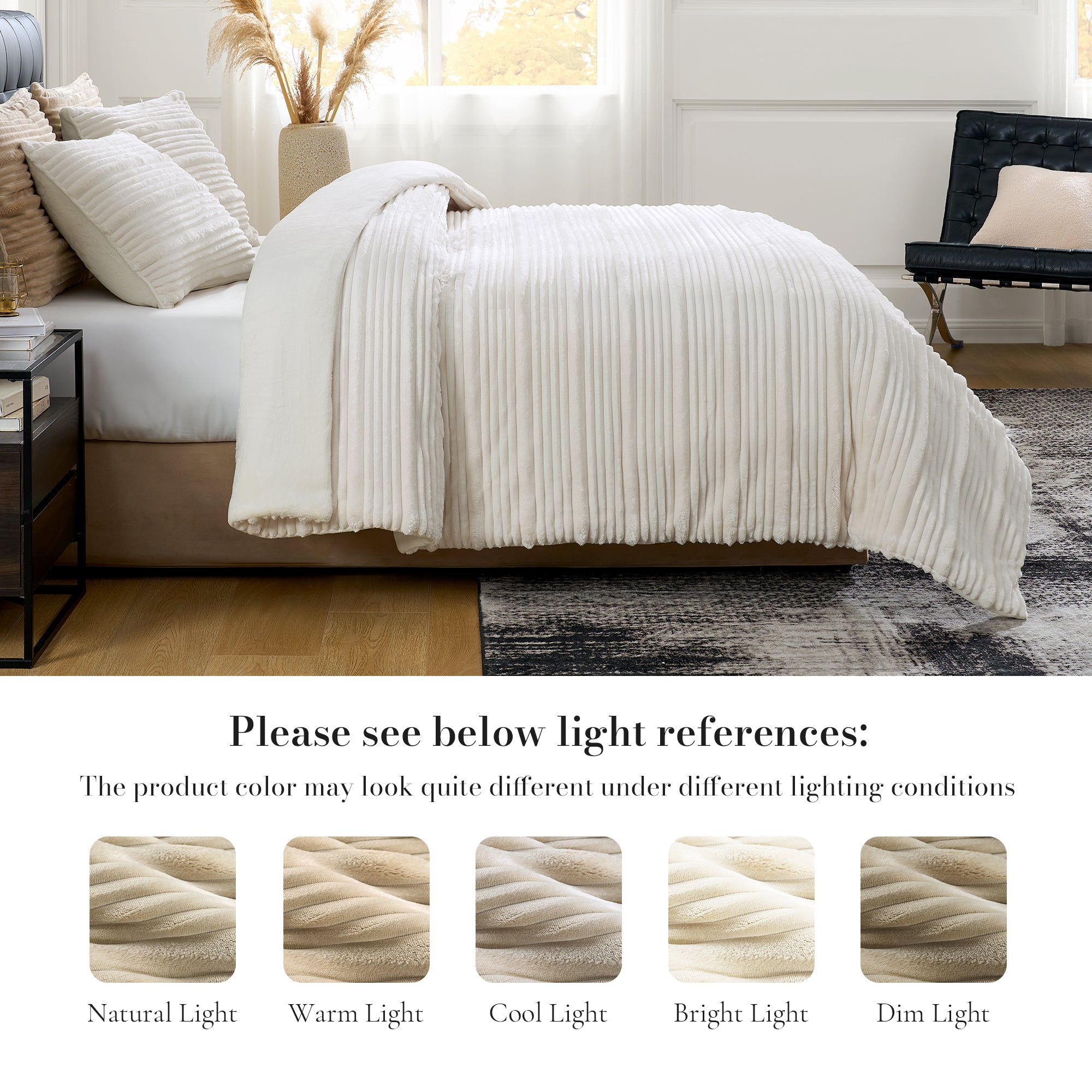 Winter Striped Flannel Fleece Comforter Set