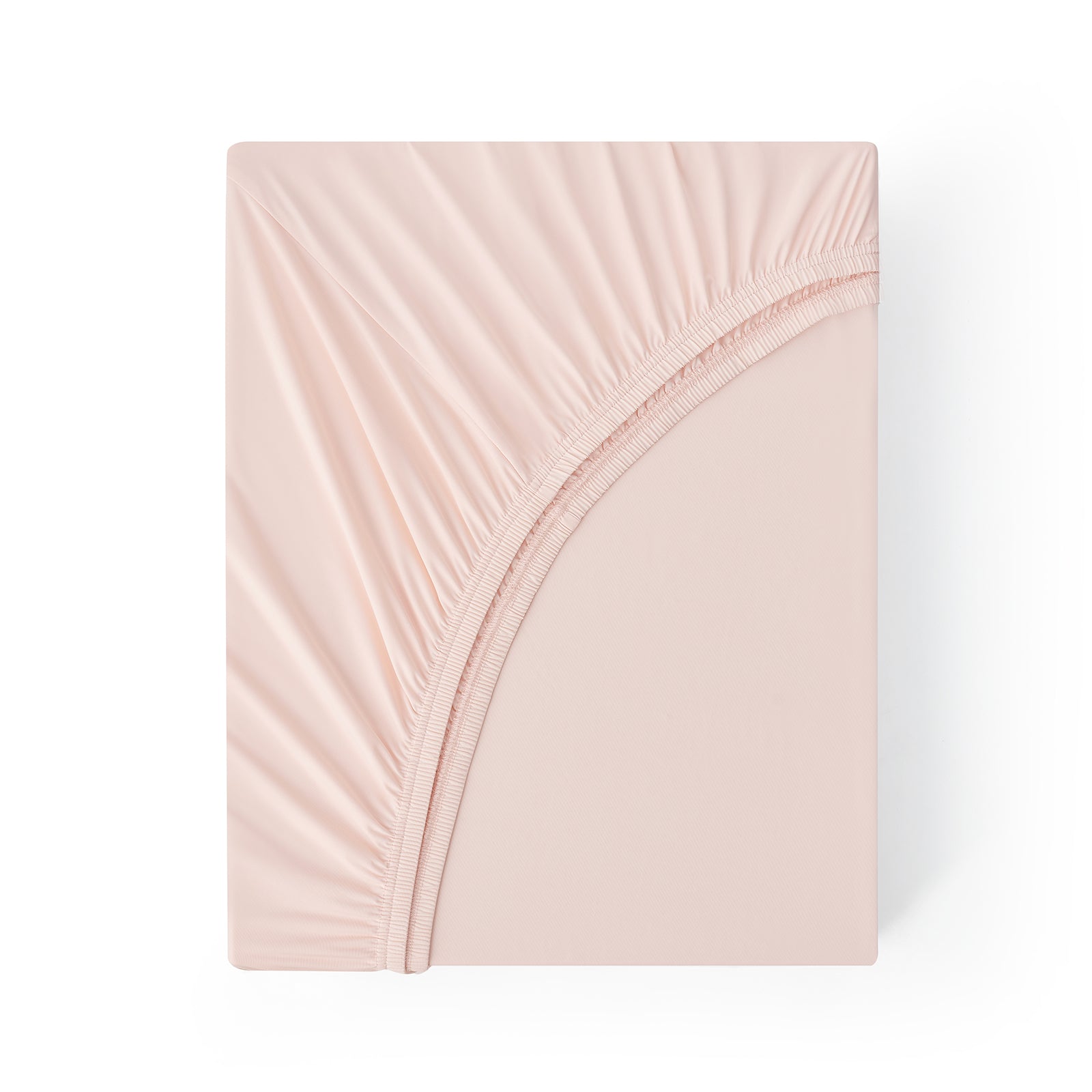 Blush pink cooling fitted sheet set, ultra-soft and breathable. Cozy bedding for a comfortable sleep. #Color_Pink