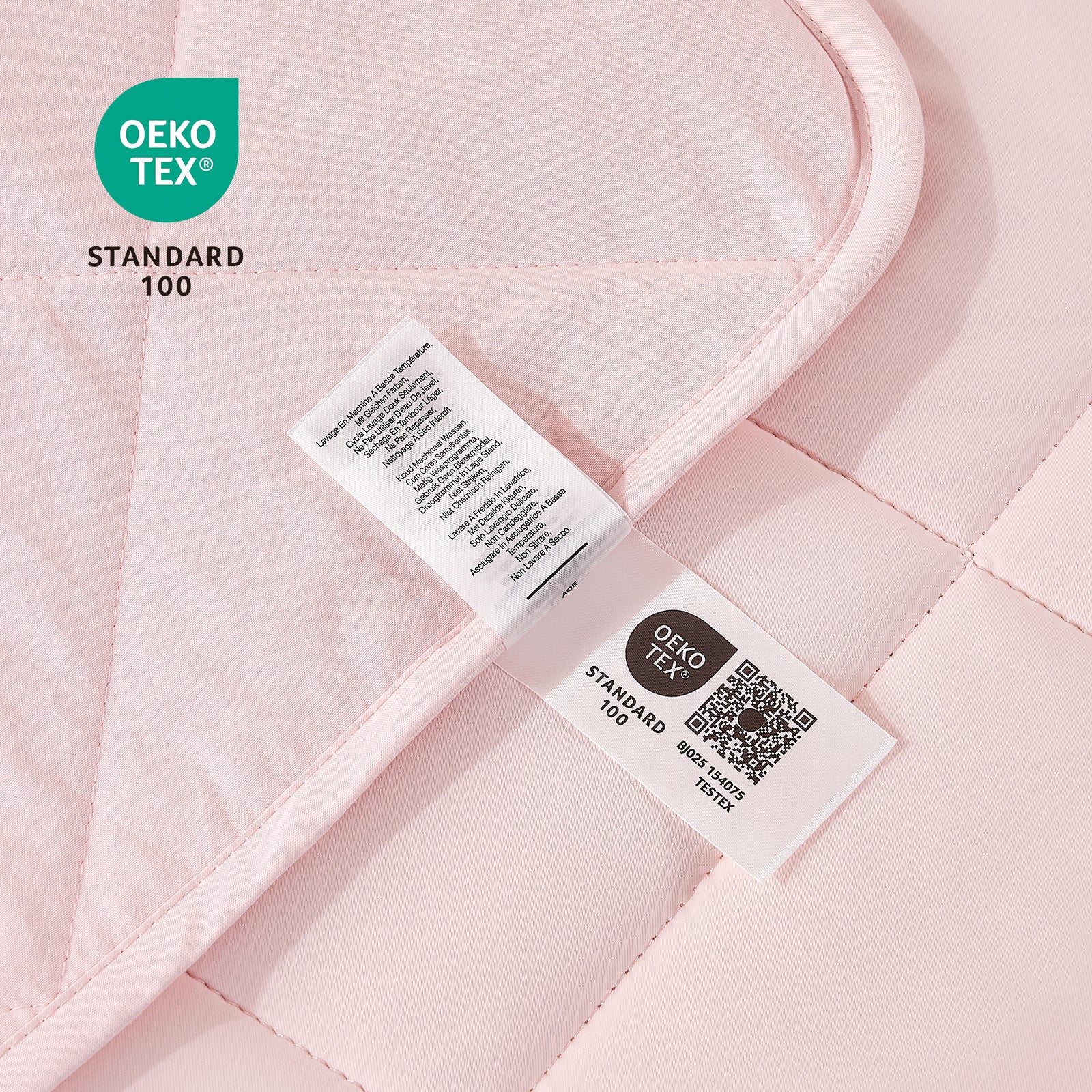 Close up of OEKO-TEX Standard 100 certified cooling fabric in cool pink. #Color_Cool Pink