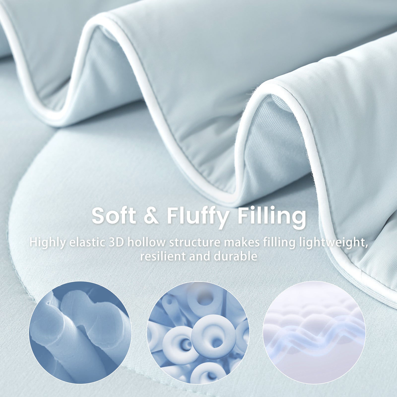 Close up of cooling fabric and soft fluffy filling.#color_Cool Blue