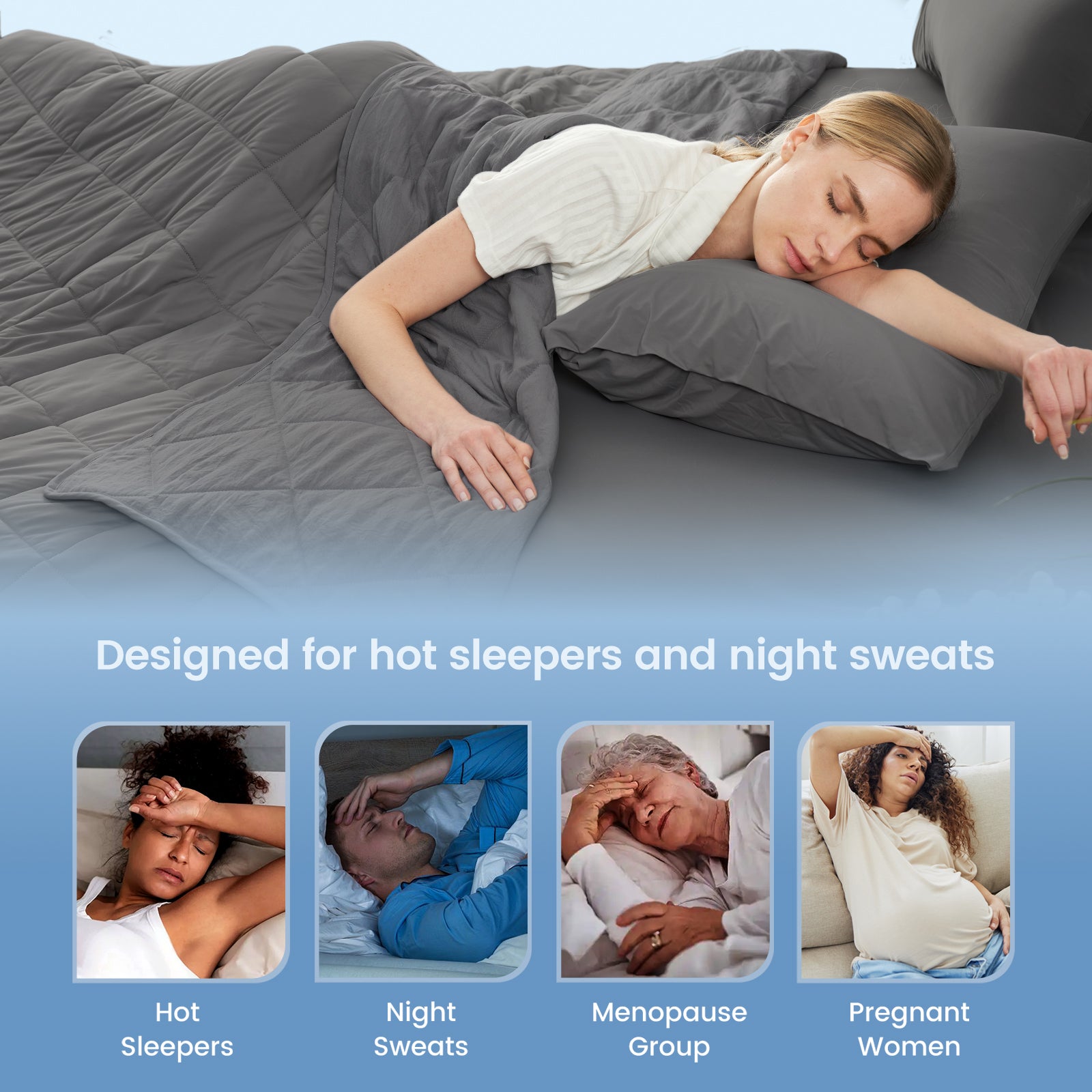 Charcoal grey chill weave cooling blanket for hot sleepers, night sweat, menopause group and pregnant women. #Color_Charcoal Grey