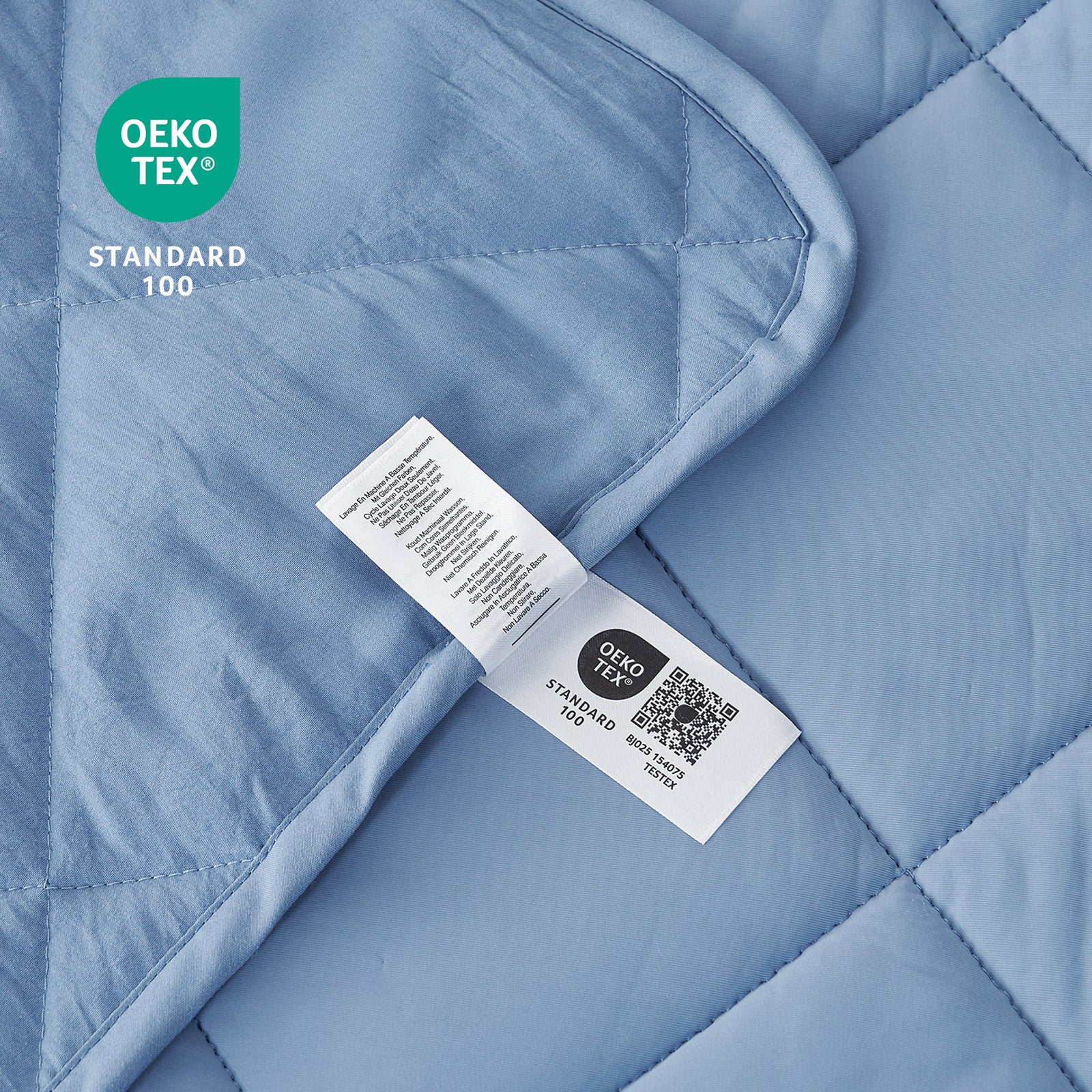 Light blue Chill Weave cooling blanket, diamond quilted with OEKO-TEX certification. Best for hot sleepers. #Color_Dark Blue