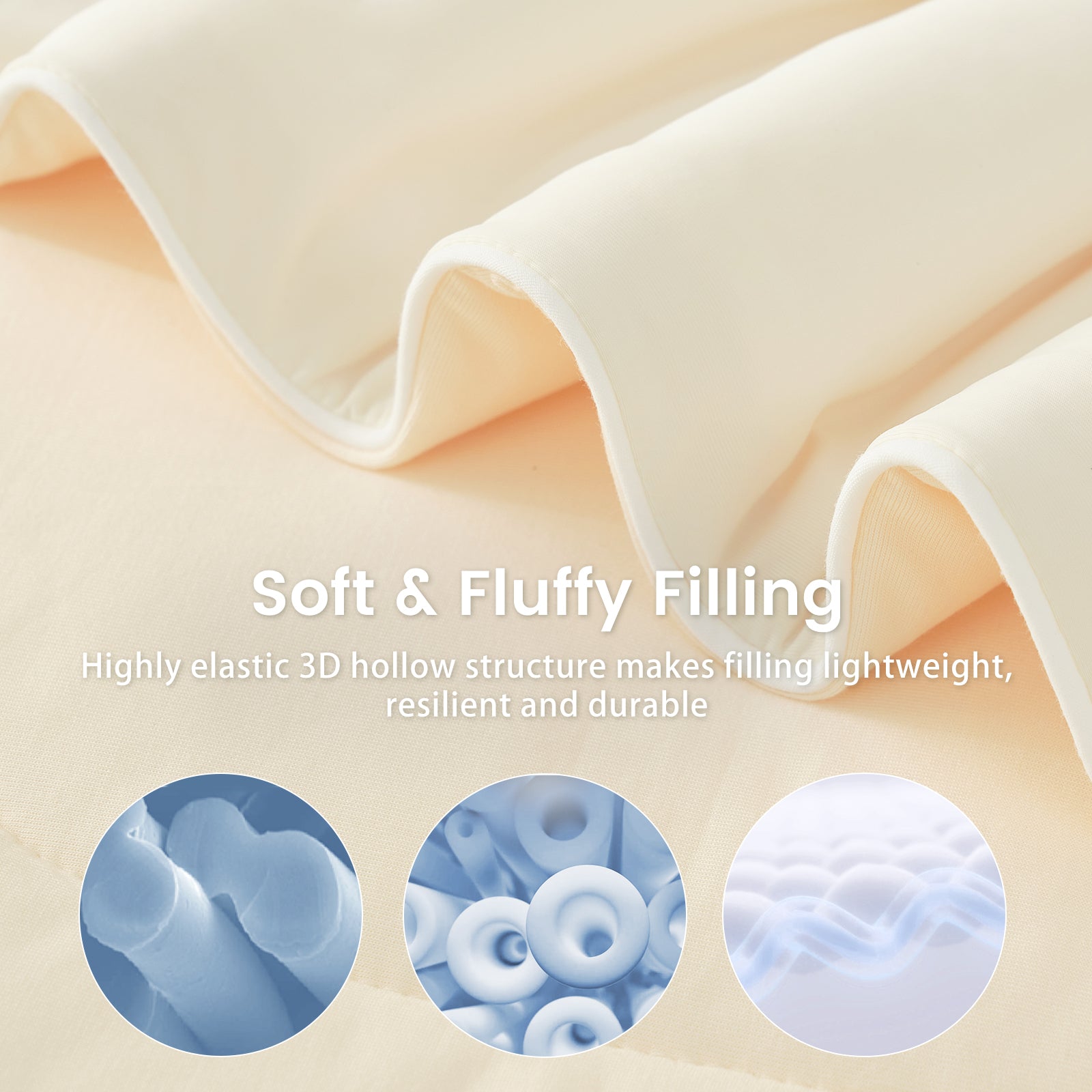 Close up of cooling fabric and soft fluffy filling.#Color_Ivory