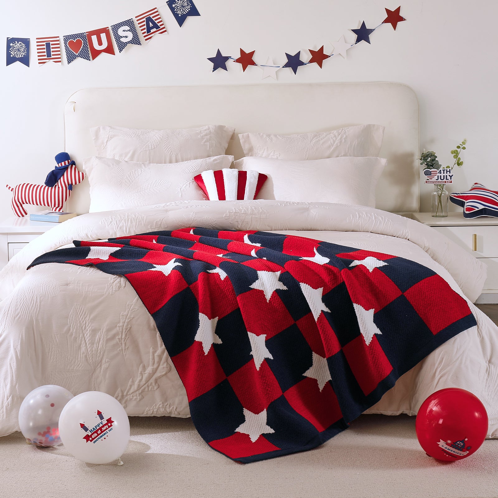 Independent Day Chenille Knit Throw Blanket