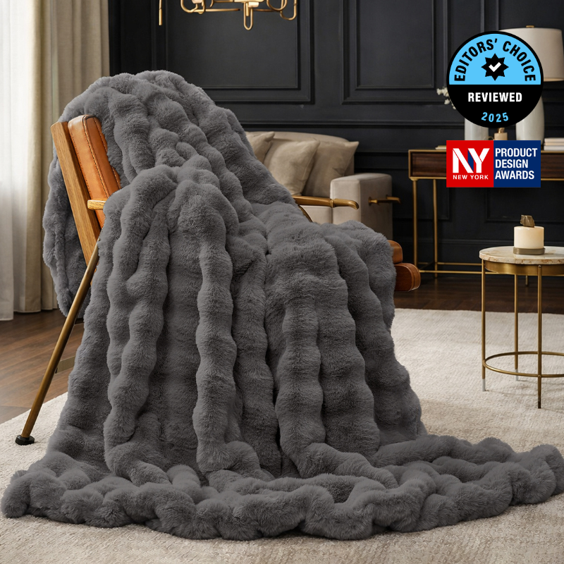 Bubble Faux Fur Blanket Throw Blanket | Cozy Bliss