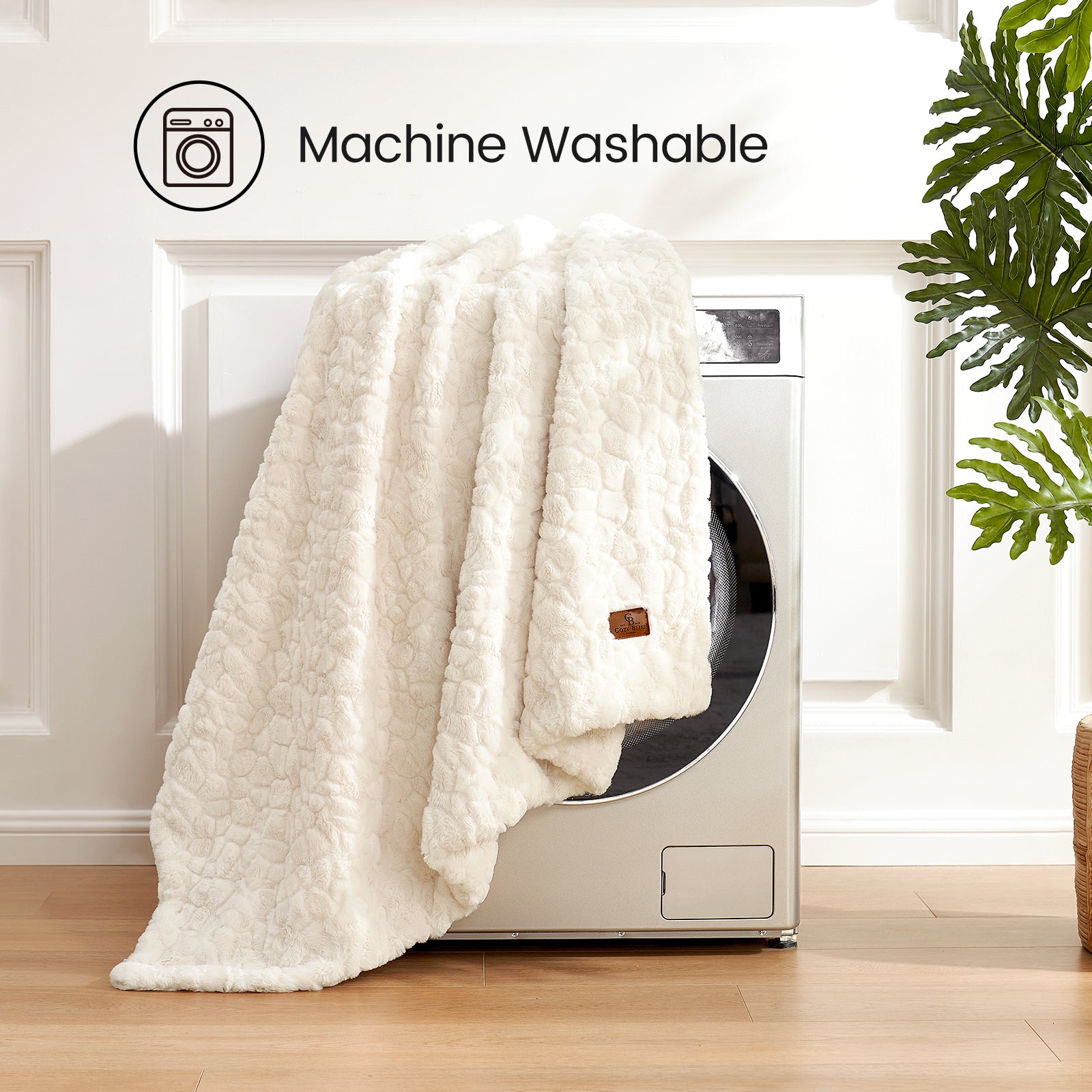 Reversible Wave Textured Faux Fur Throw Blanket