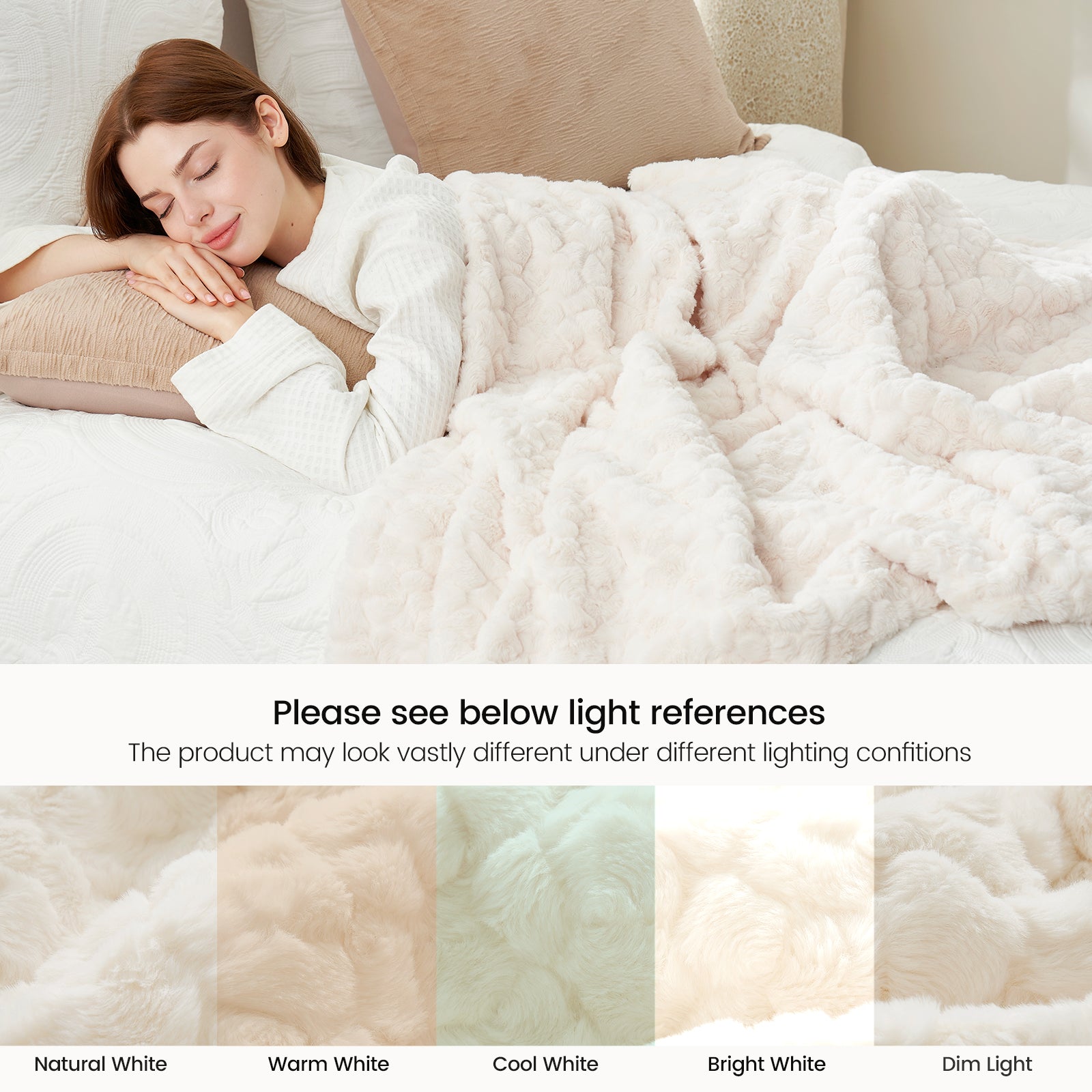 Reversible Wave Textured Faux Fur Throw Blanket