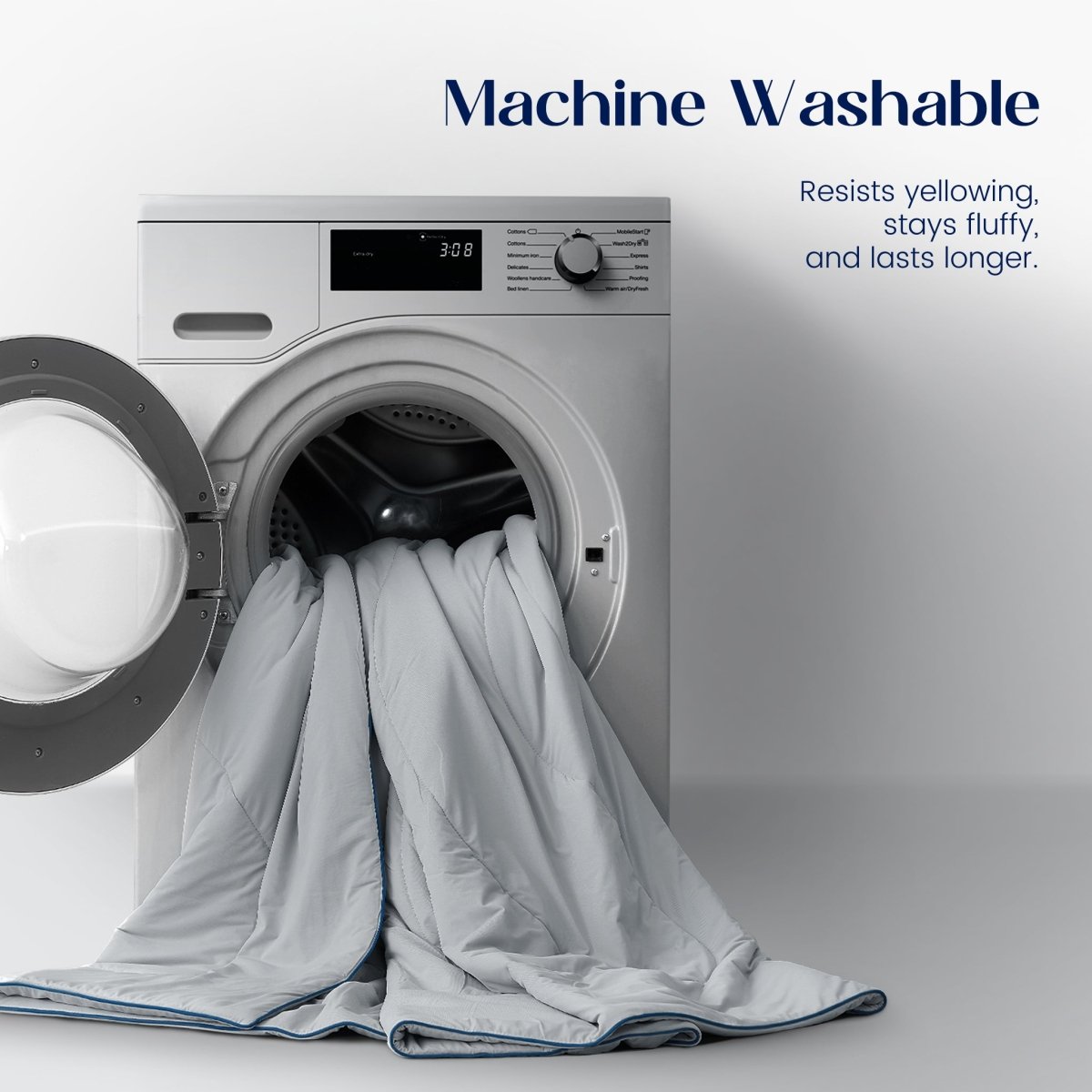 Machine washable cooling comforter#color_Light Grey