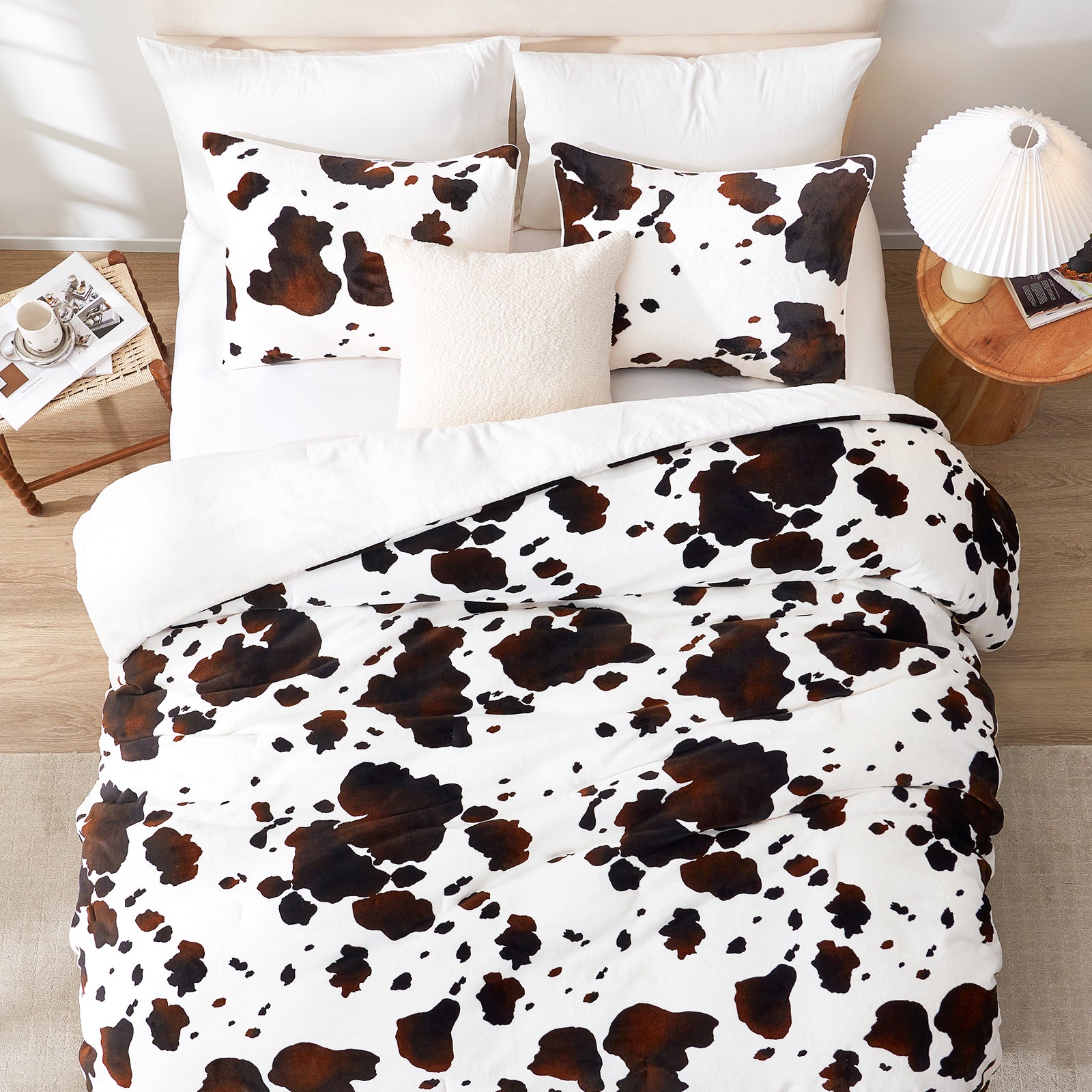 Cow Print Fluffy Comforter Set 1 Comforter + 2 Shams (60% off)