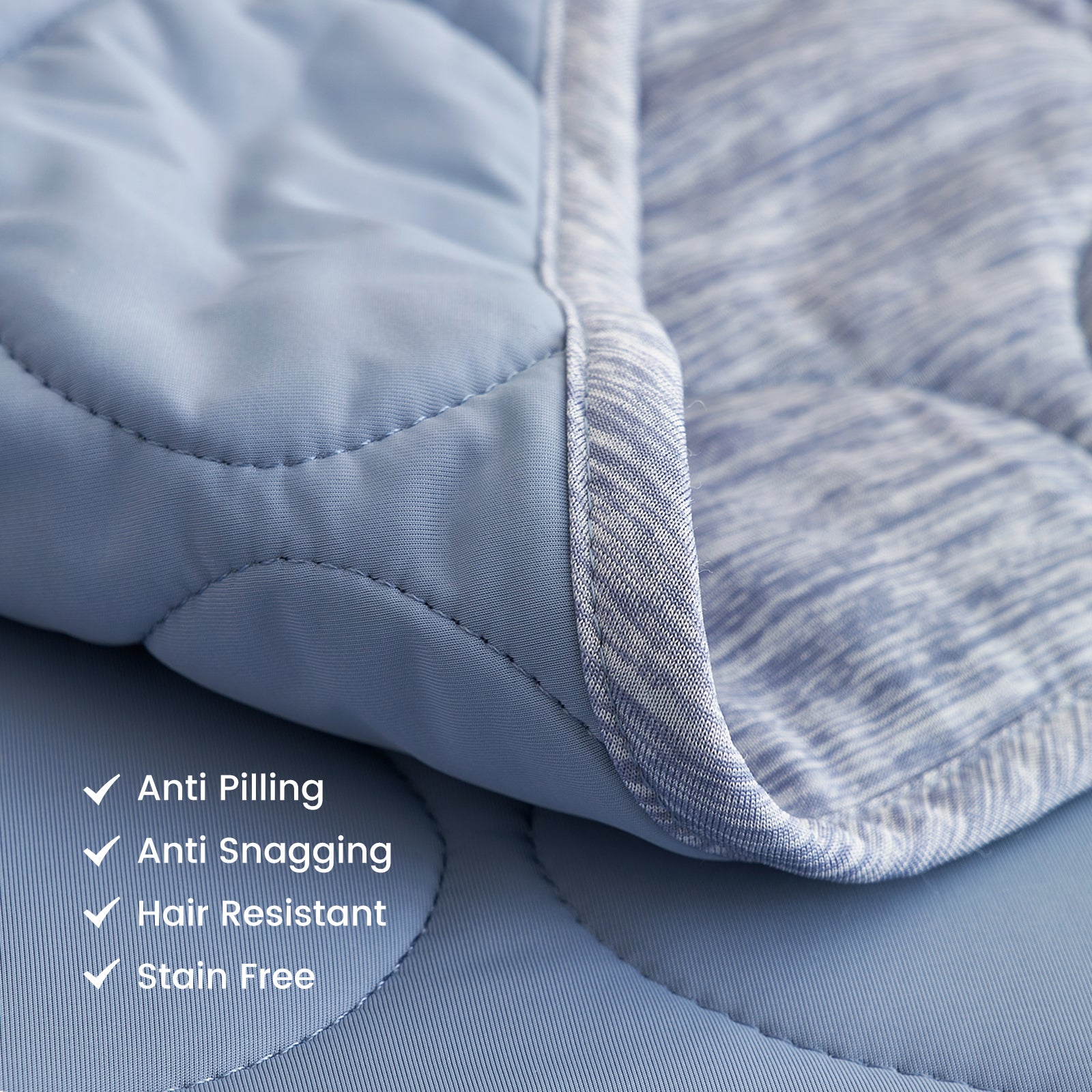 Cozy Bliss cooling blanket: breathable quilted cloud pattern, anti-pilling & snagging. Ultra-comfy. #color_Denim Blue
