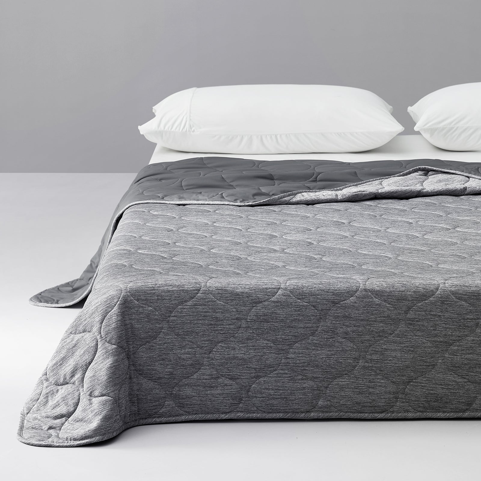 Cozy Bliss gray cooling blanket with cloud pattern, dual-sided design for cool comfort #color_Charcoal Grey