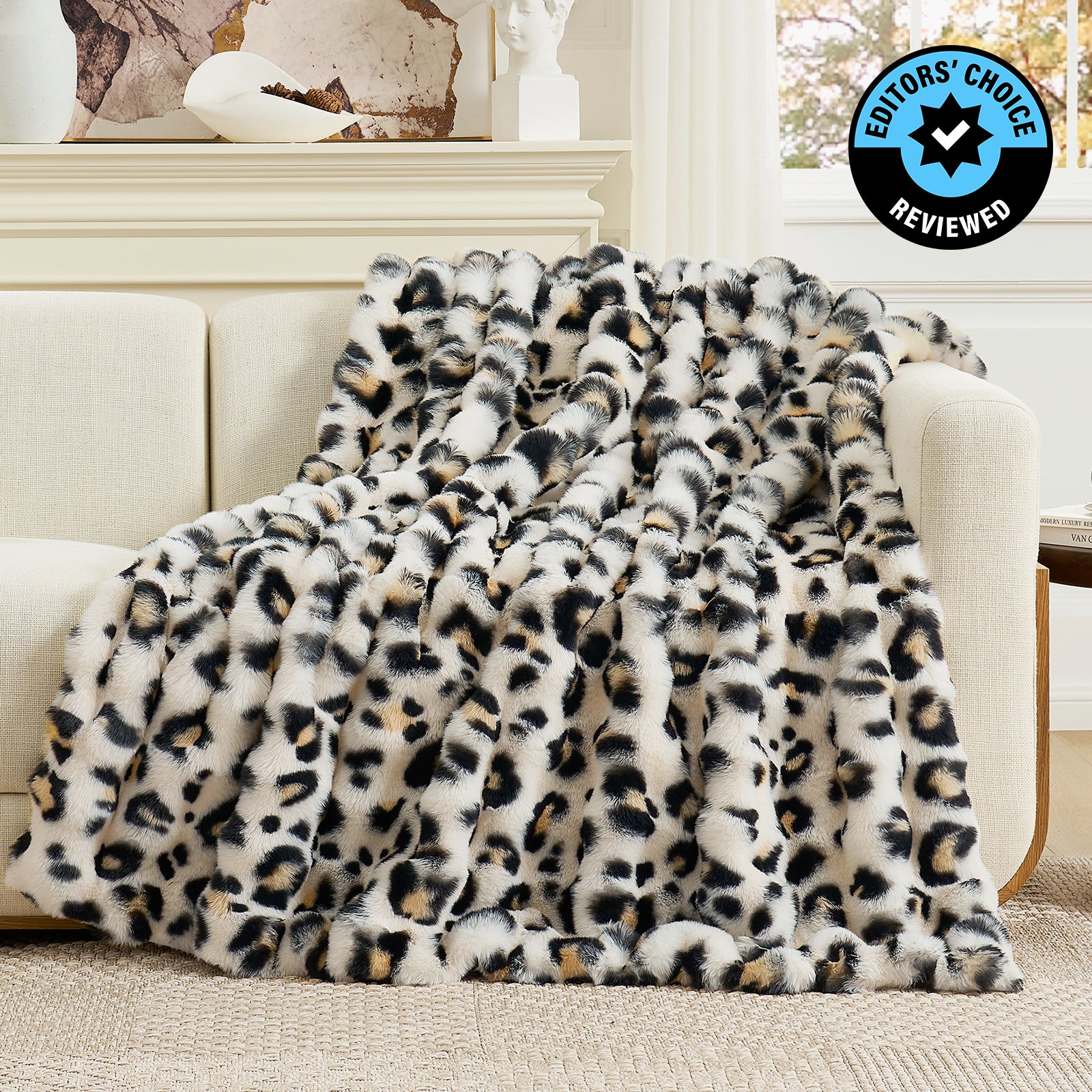 Luxurious Bubble Faux Fur Throw Blanket - Leopard