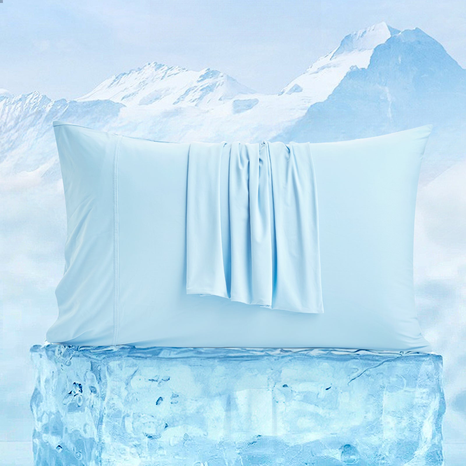 Cooling pillowcase on ice, for cool sleep #color_Sky Blue