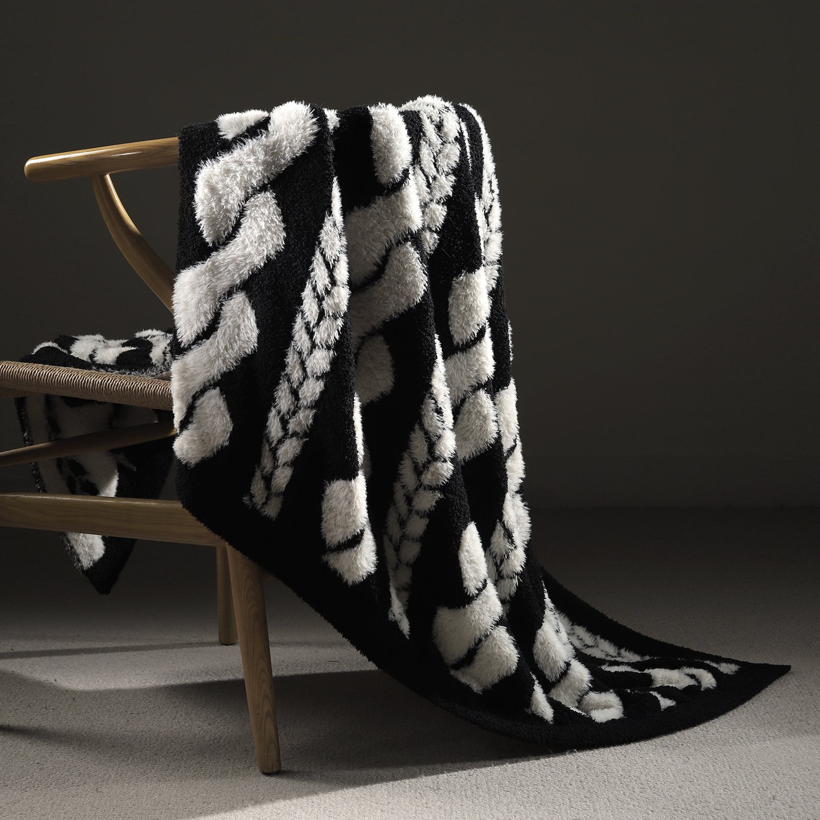 Faux Mink Cable Knit Throw Blanket