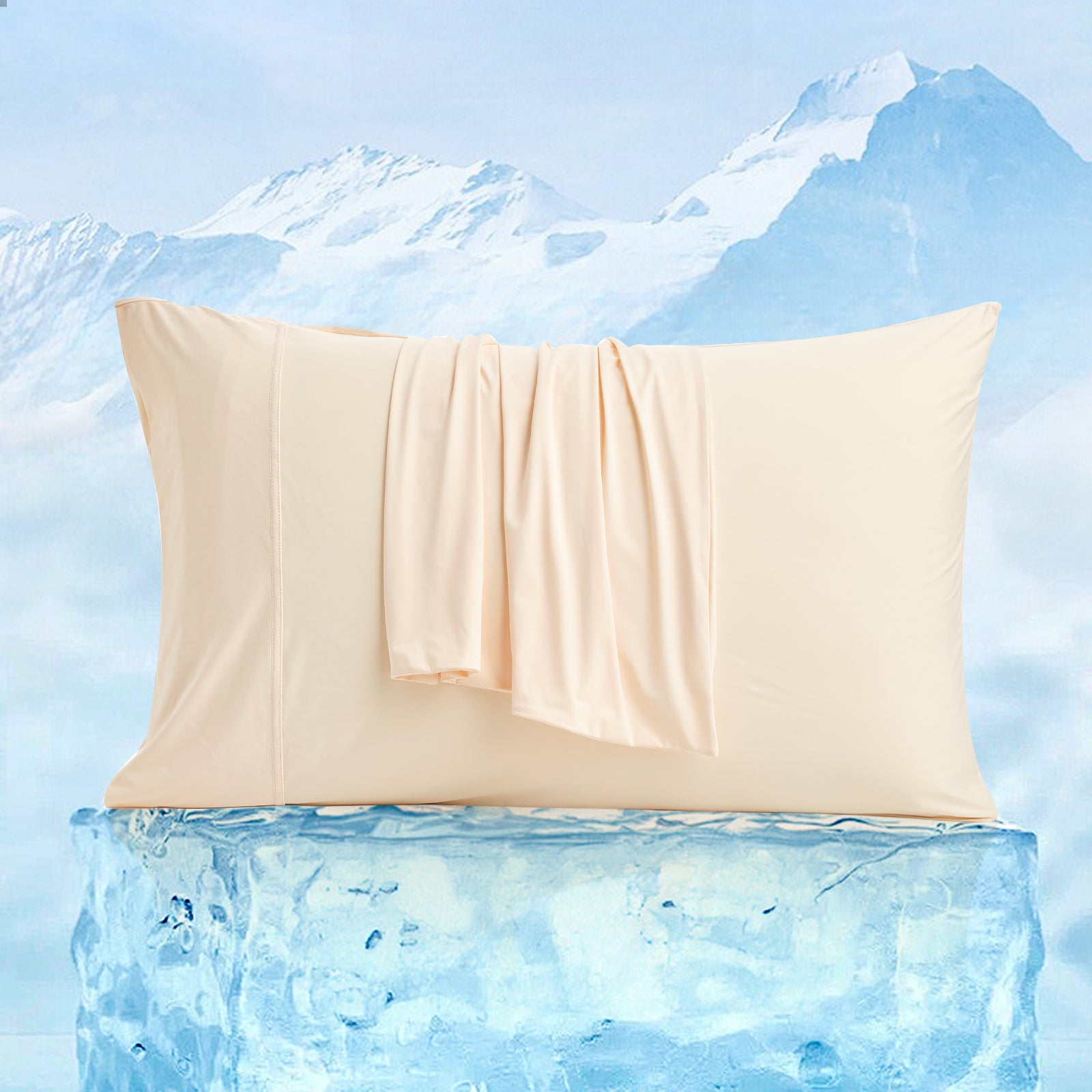 Cooling pillowcase on ice block, for cool sleep #color_Yellow