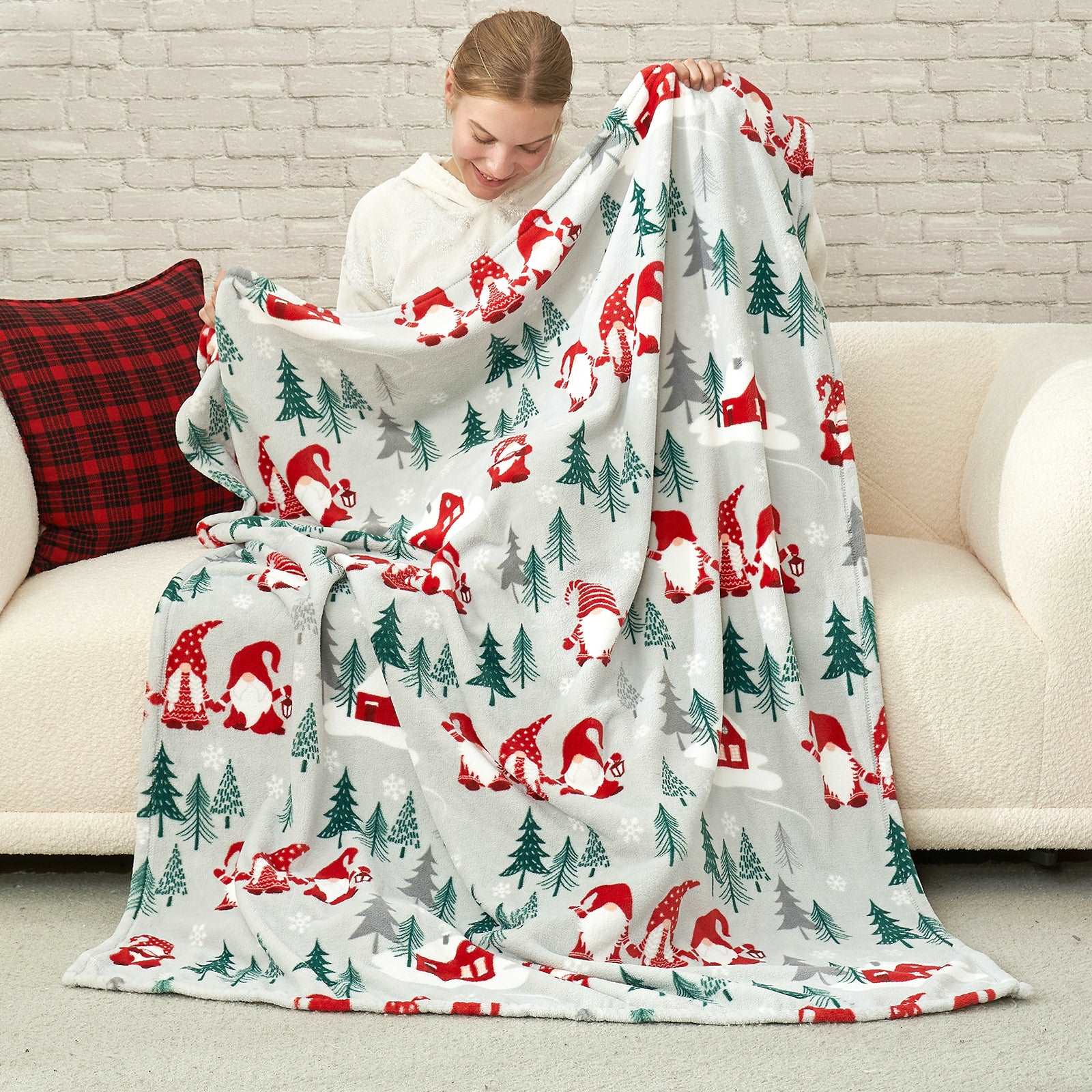 MilkyPlush Gnome Throw Blanket, featuring soft, breathable, and cozy blanket for cozy evenings. #color_ Gnome Family