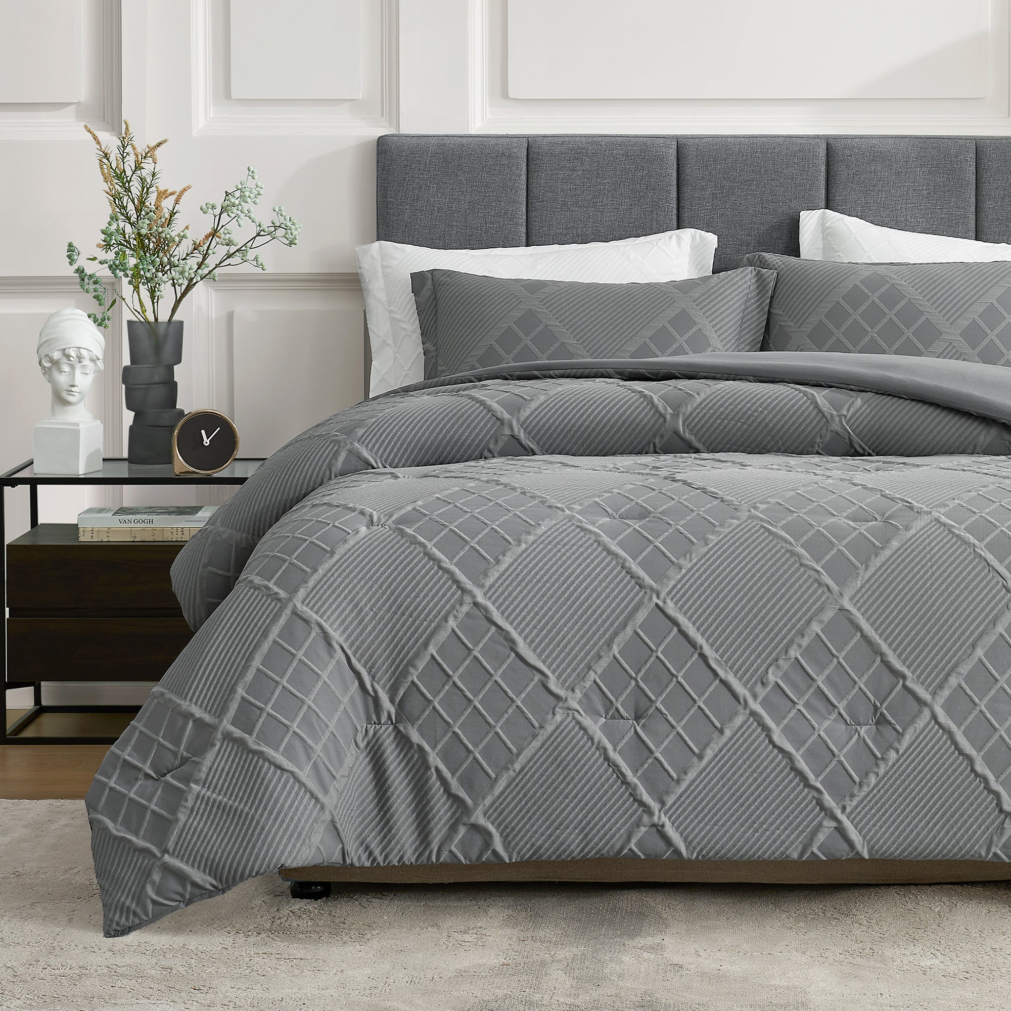 All-Season Jacquard Windowpane Comforter Set