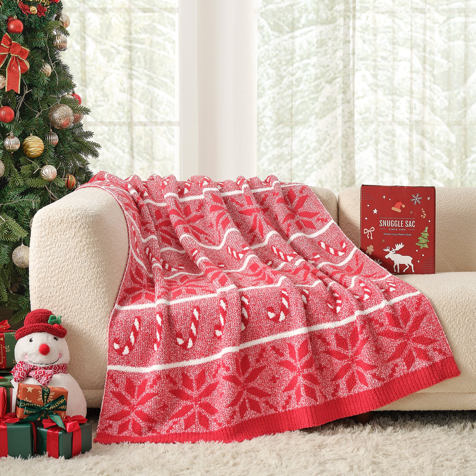 Cozy Bliss x SS Reversible Snowflake Feather Yarn Throw