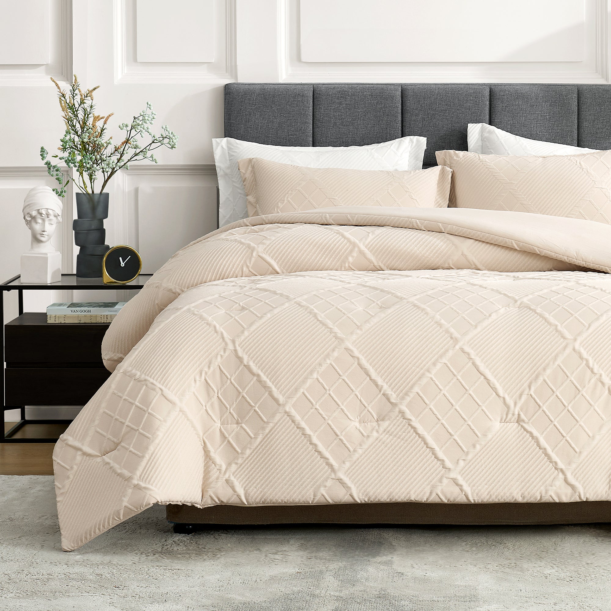 All-Season Jacquard Windowpane Comforter Set