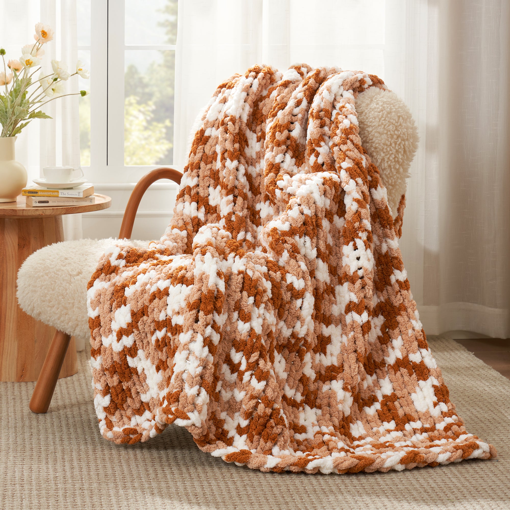 Cozy Bliss X Amélie Home Handmade Chenille Cable Knitted Crochet Throw Blanket