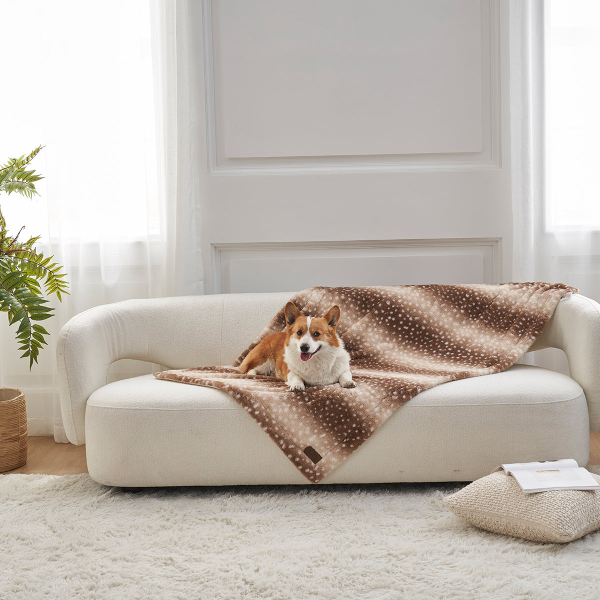 Deer Print Faux Fur Throw Blanket