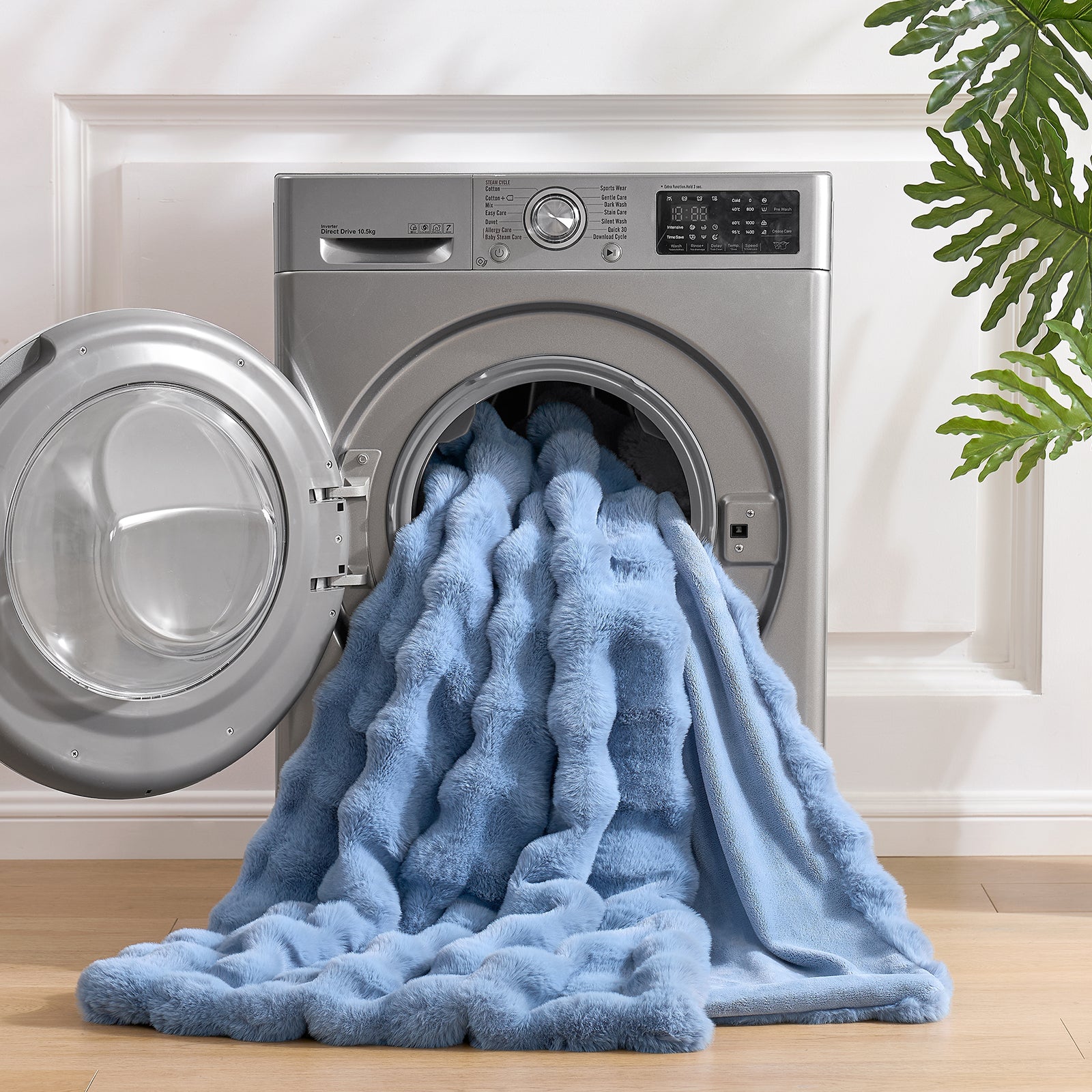 Cozy Bliss machine washable misty blue faux fur blanket#Color_ Misty Blue