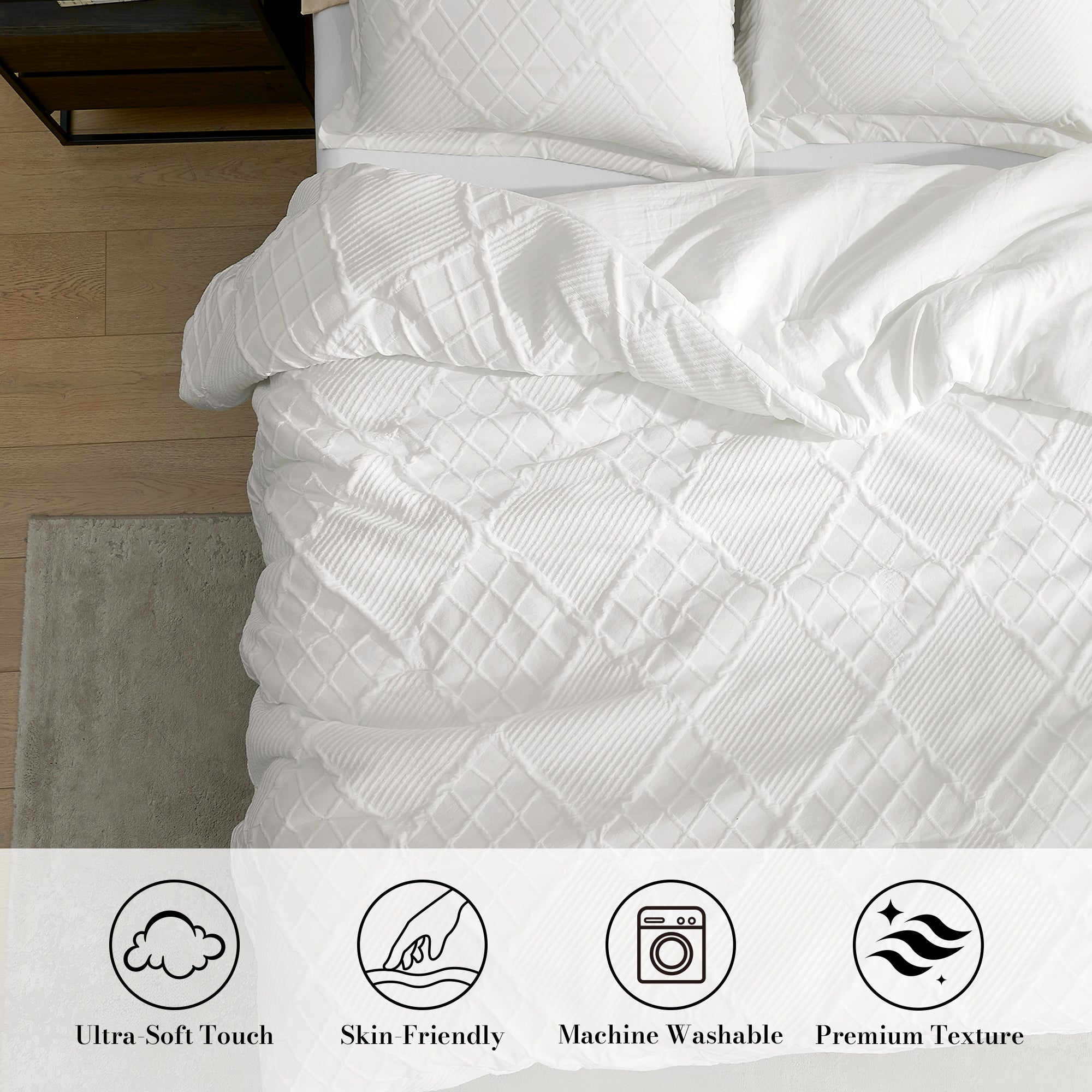 All-Season Jacquard Windowpane Comforter Set