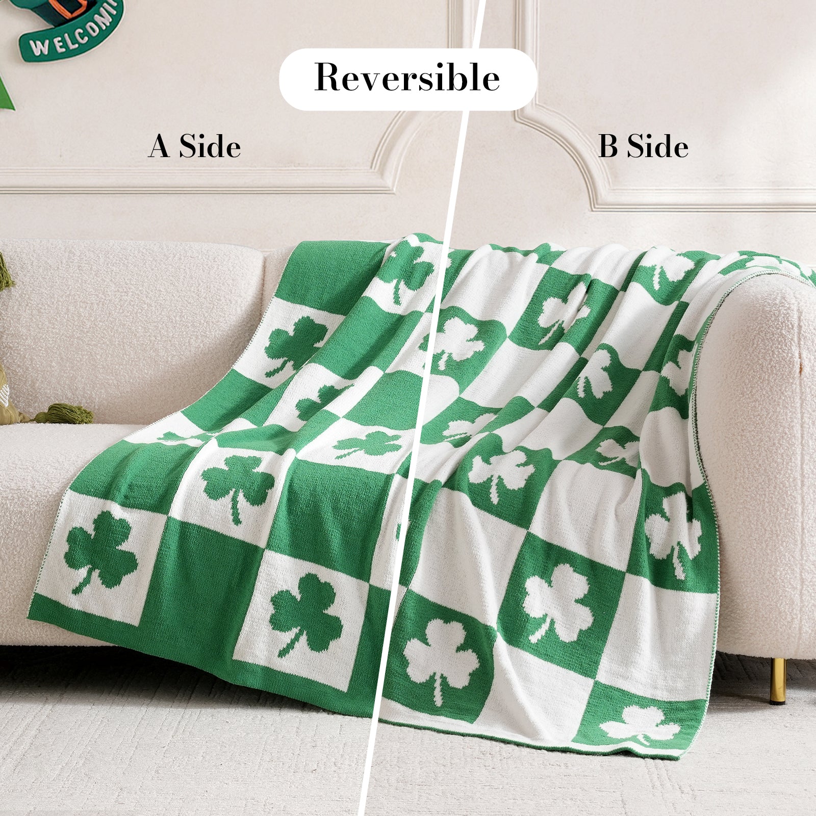 Lucky Spring Green Shamrock Throw