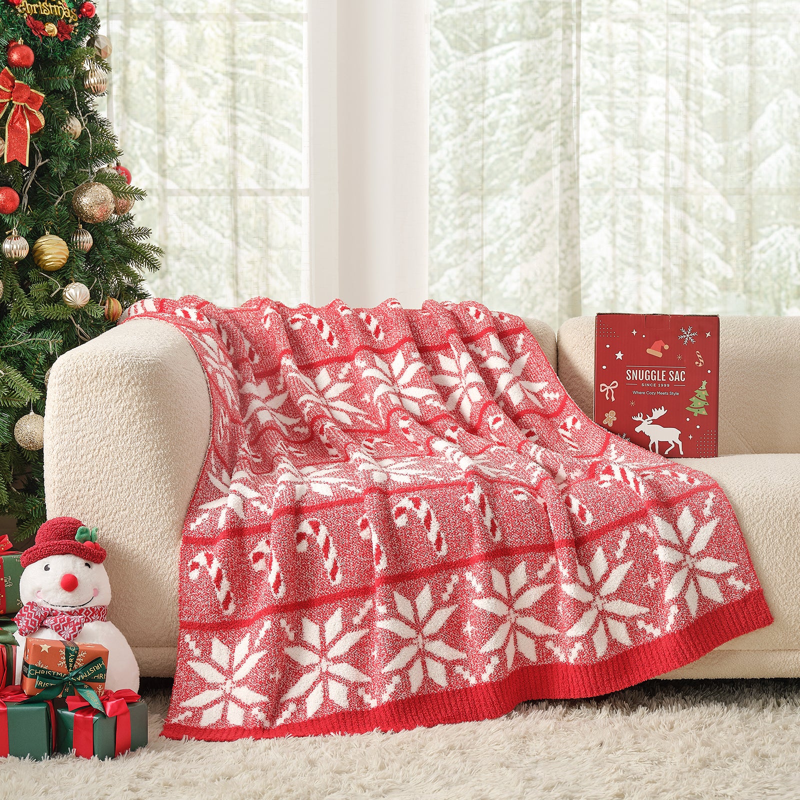 Cozy Bliss x SS Reversible Snowflake Feather Yarn Throw