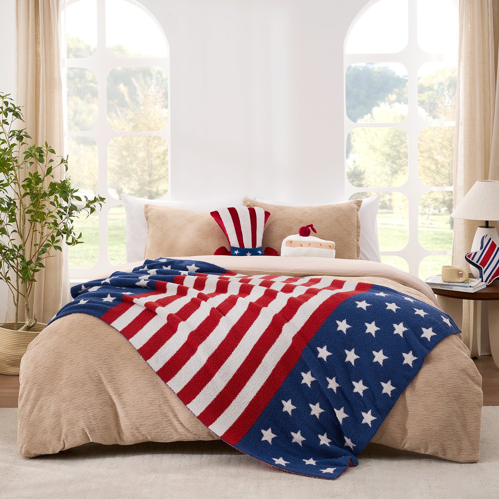 Independent Day Feather Yarn Throw Blanket