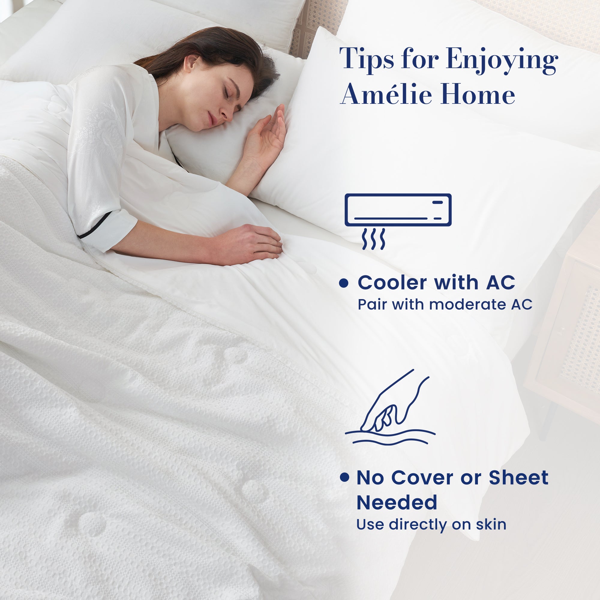 Tips for using Sorona® Natural Fiber Waffle Cooling Comforter.#color_White