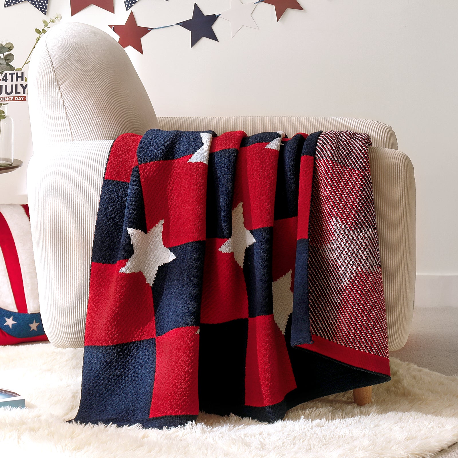Independent Day Chenille Knit Throw Blanket