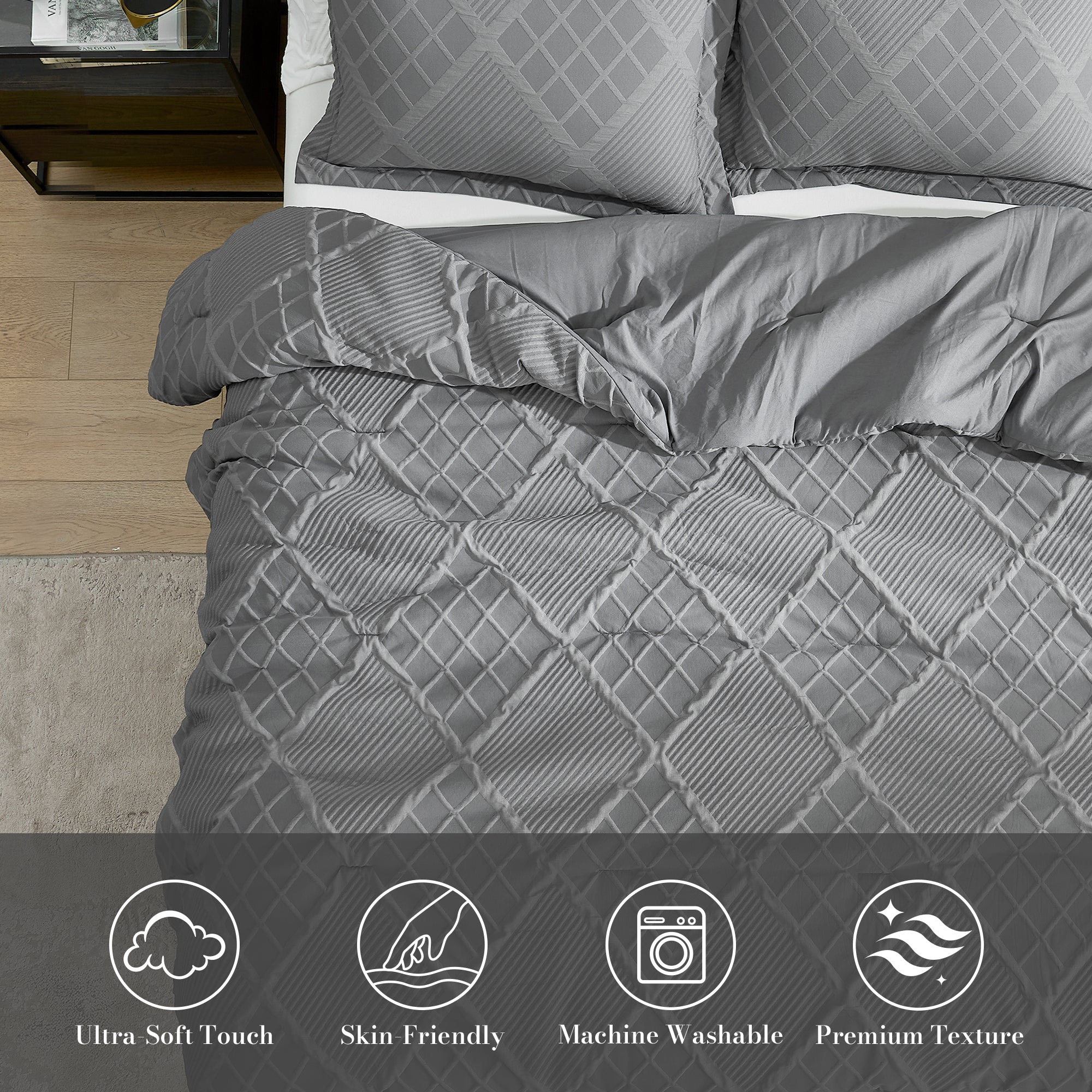 All-Season Jacquard Windowpane Comforter Set