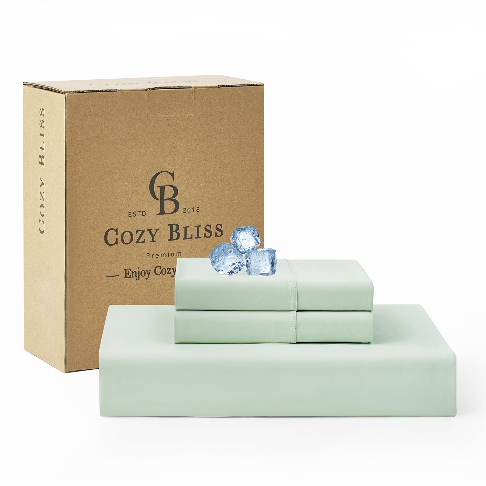 Cozy Bliss mint green cooling sheet set, ultra-soft, breathable for cozy sleep. #Color_Light Mint Green