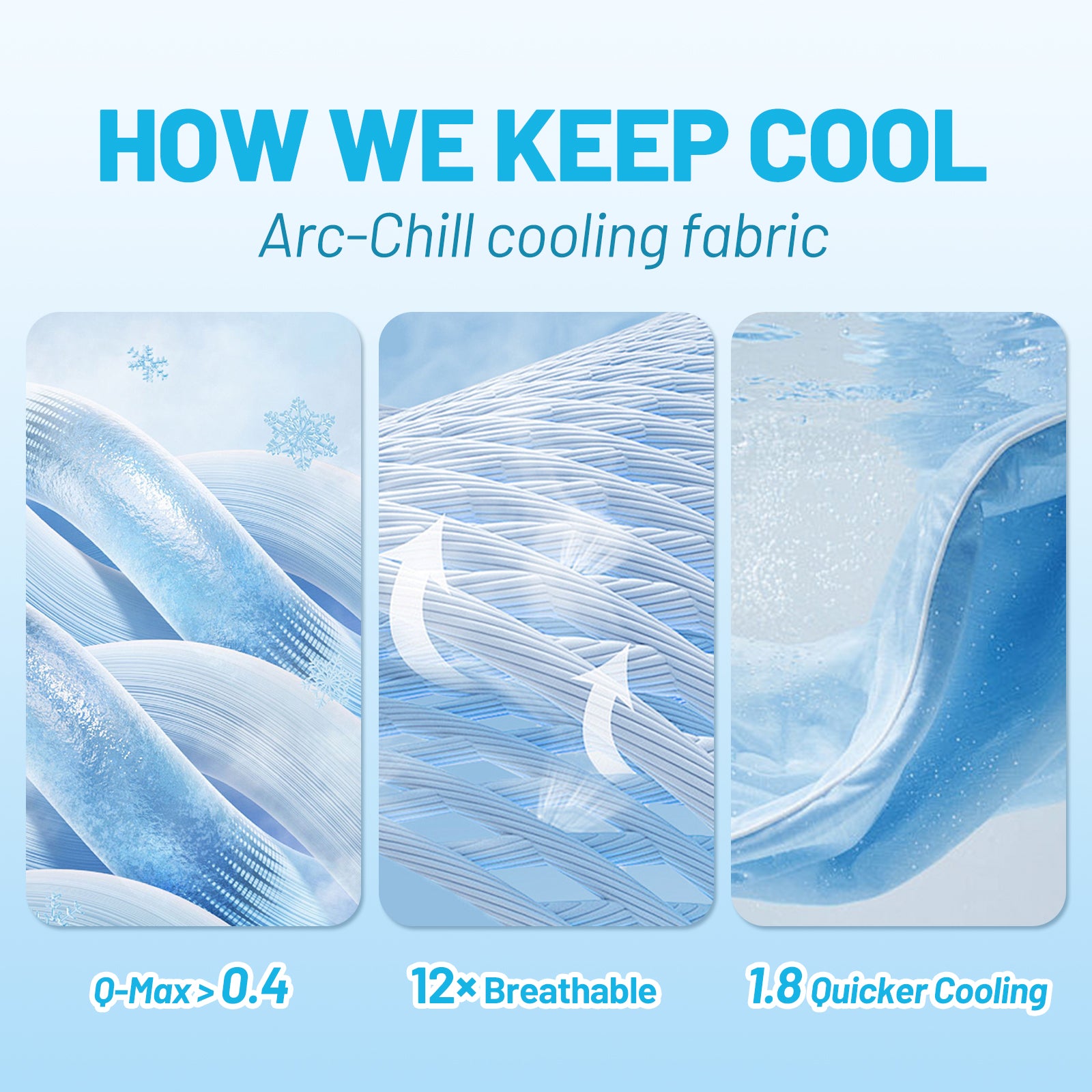 Arc-Chill cooling fabric: Q-Max >0.4, 12x breathable, faster cooling #color_Sky Blue