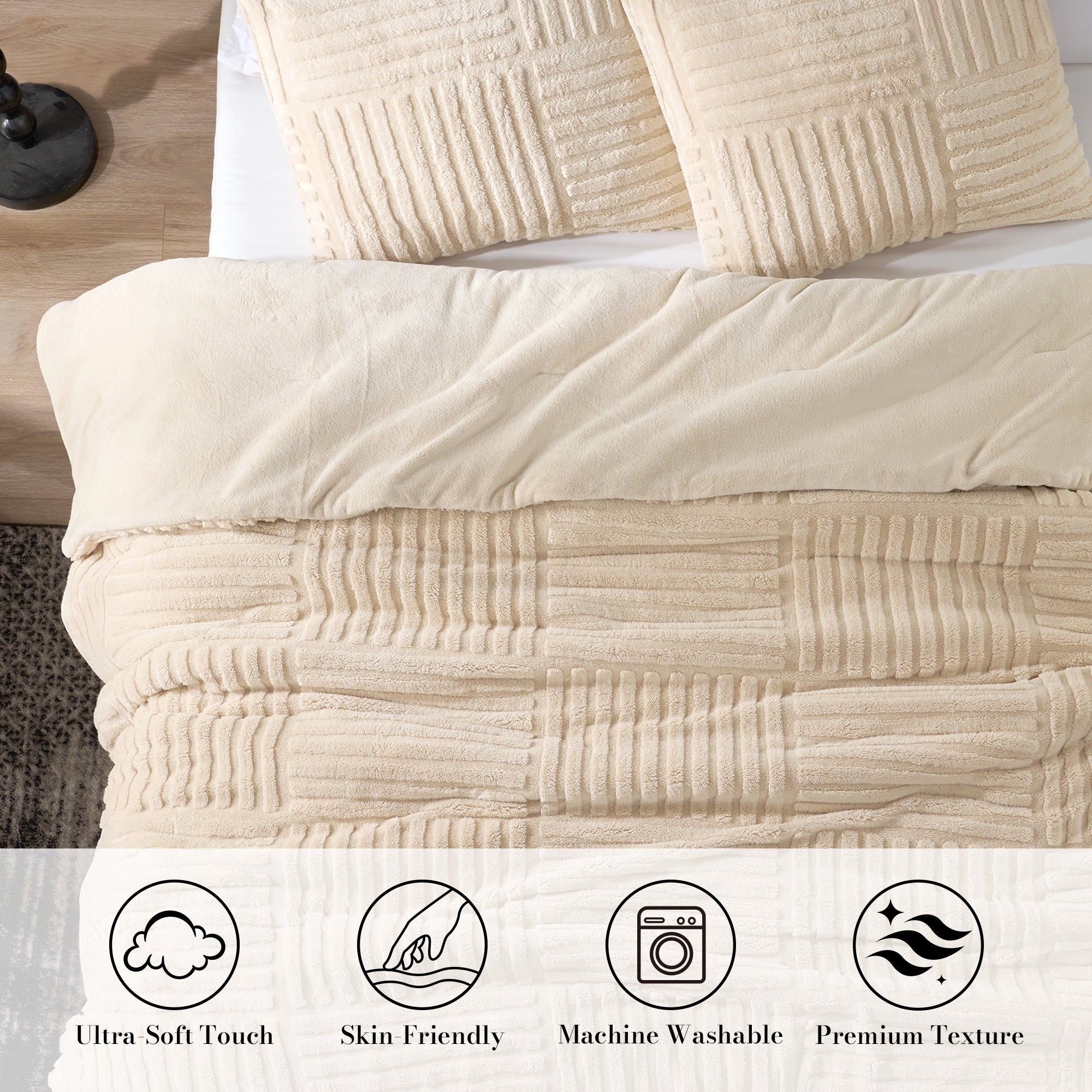 Cozy Bliss X Amélie Home Stripe Jacquard Design Comforter Set