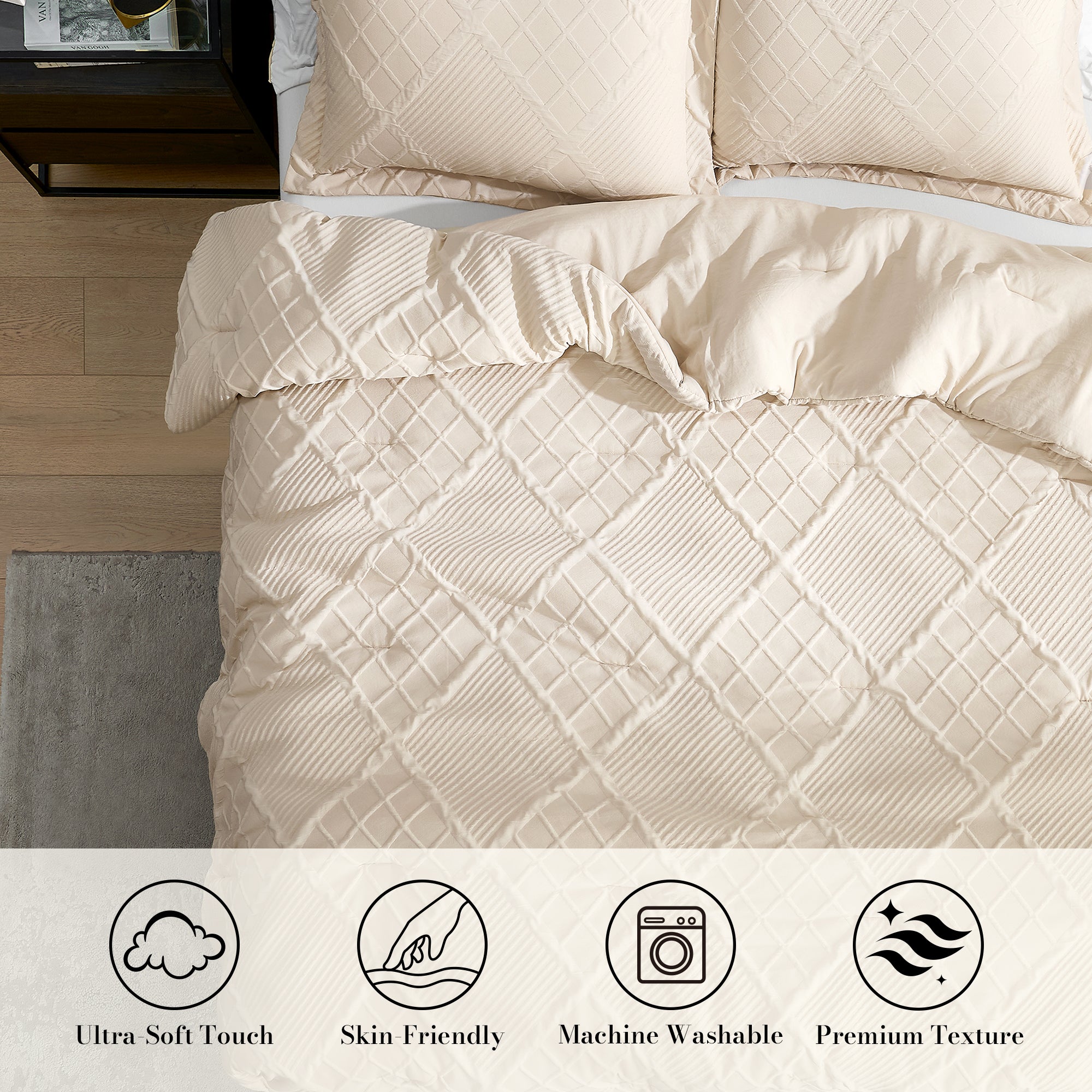 All-Season Jacquard Windowpane Comforter Set