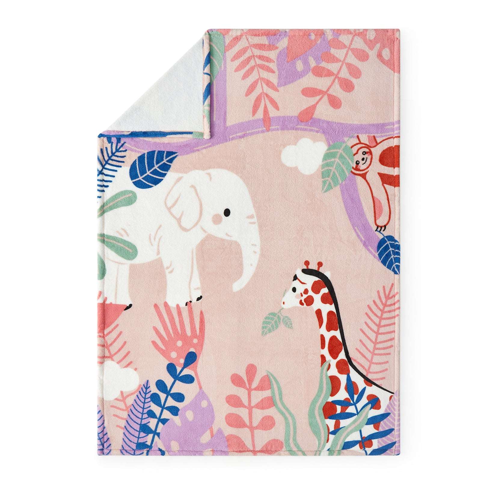 Children's fleece throw blanket with jungle animals design #color_Jungle Rhapsody