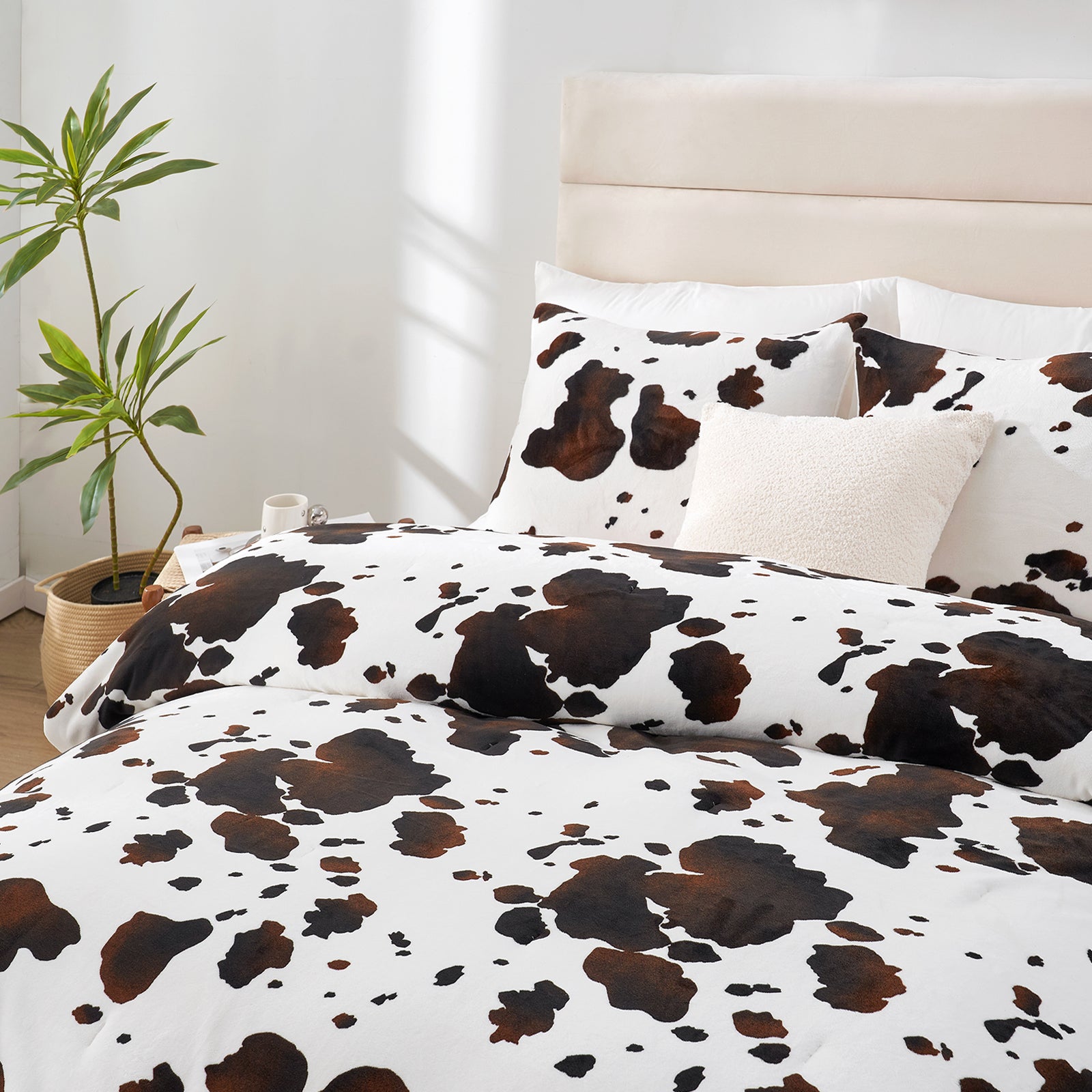 Cow Print Fluffy Comforter Set 1 Comforter + 2 Shams (60% off)