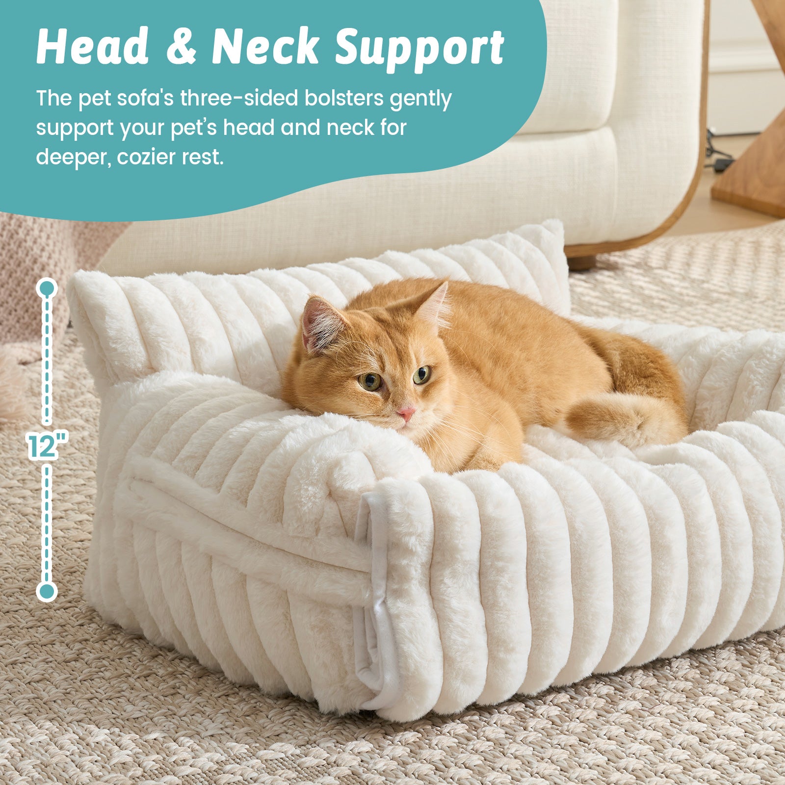 Cozy Bliss X CK Faux Fur Pet Couch Bed with Removable Cover