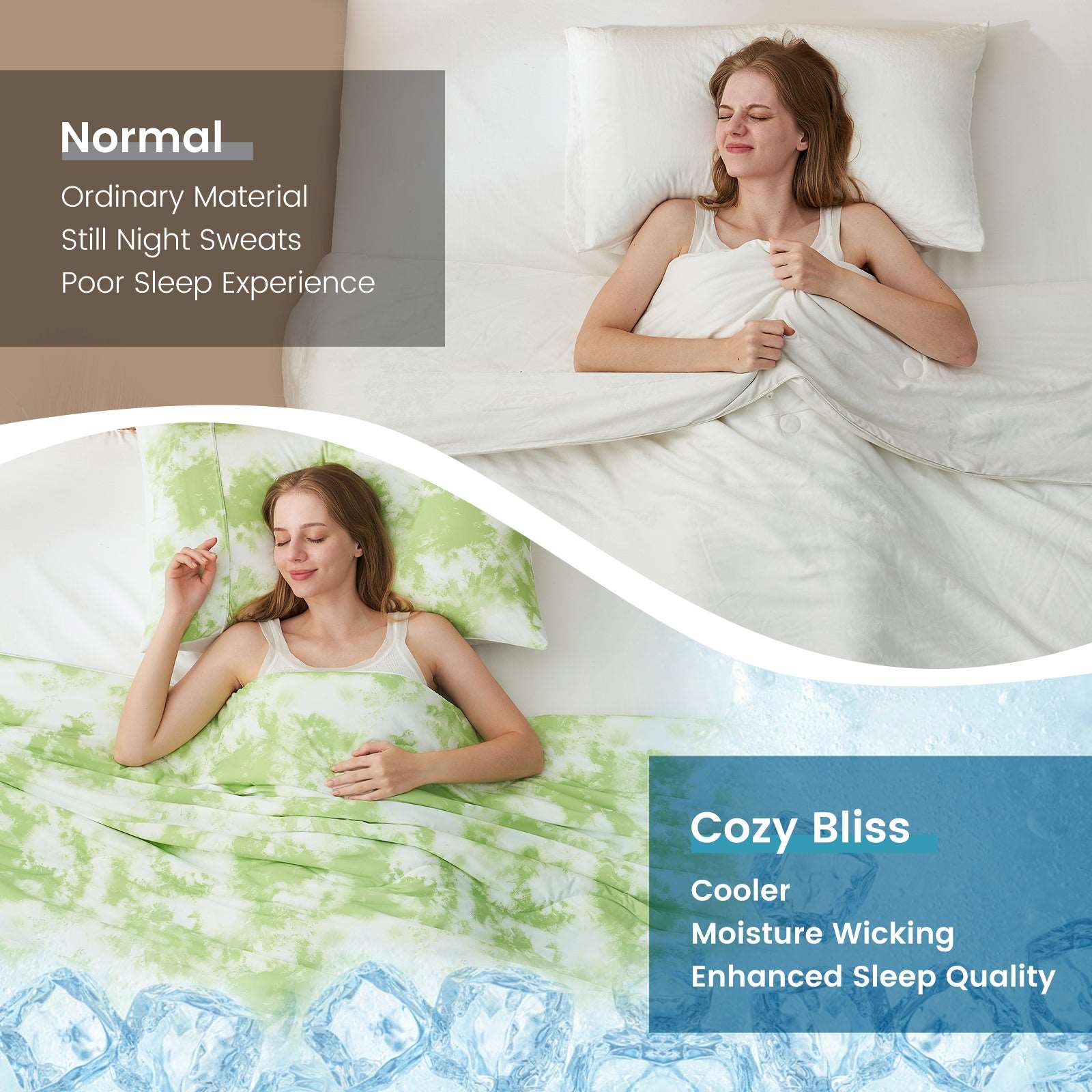 Cozy Bliss Cooling Comforter: Enhanced sleep quality. Cooler and moisture-wicking. #color_Tie Dye Green