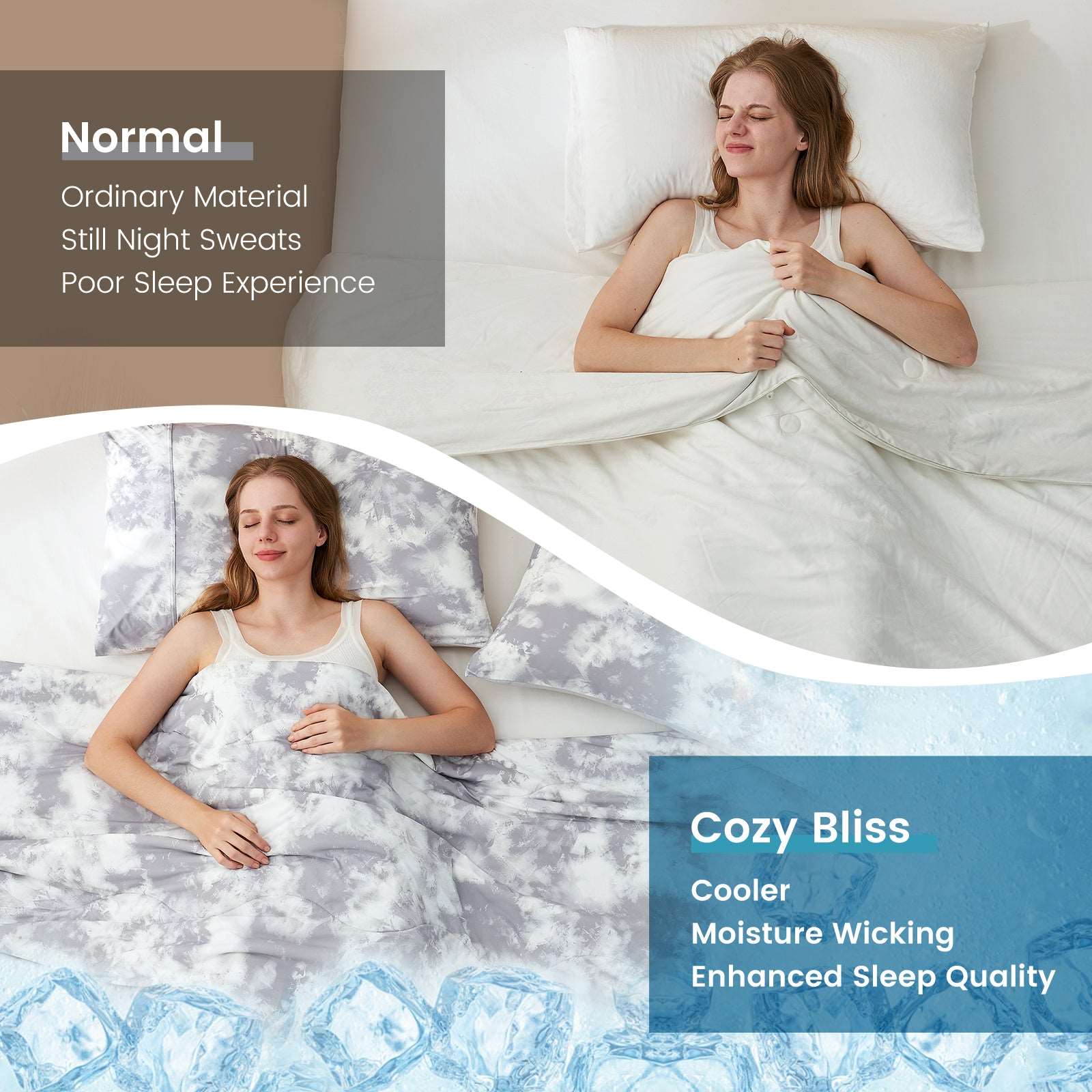 Cozy Bliss cooling comforter for enhanced sleep quality #color_Tie Dye Grey