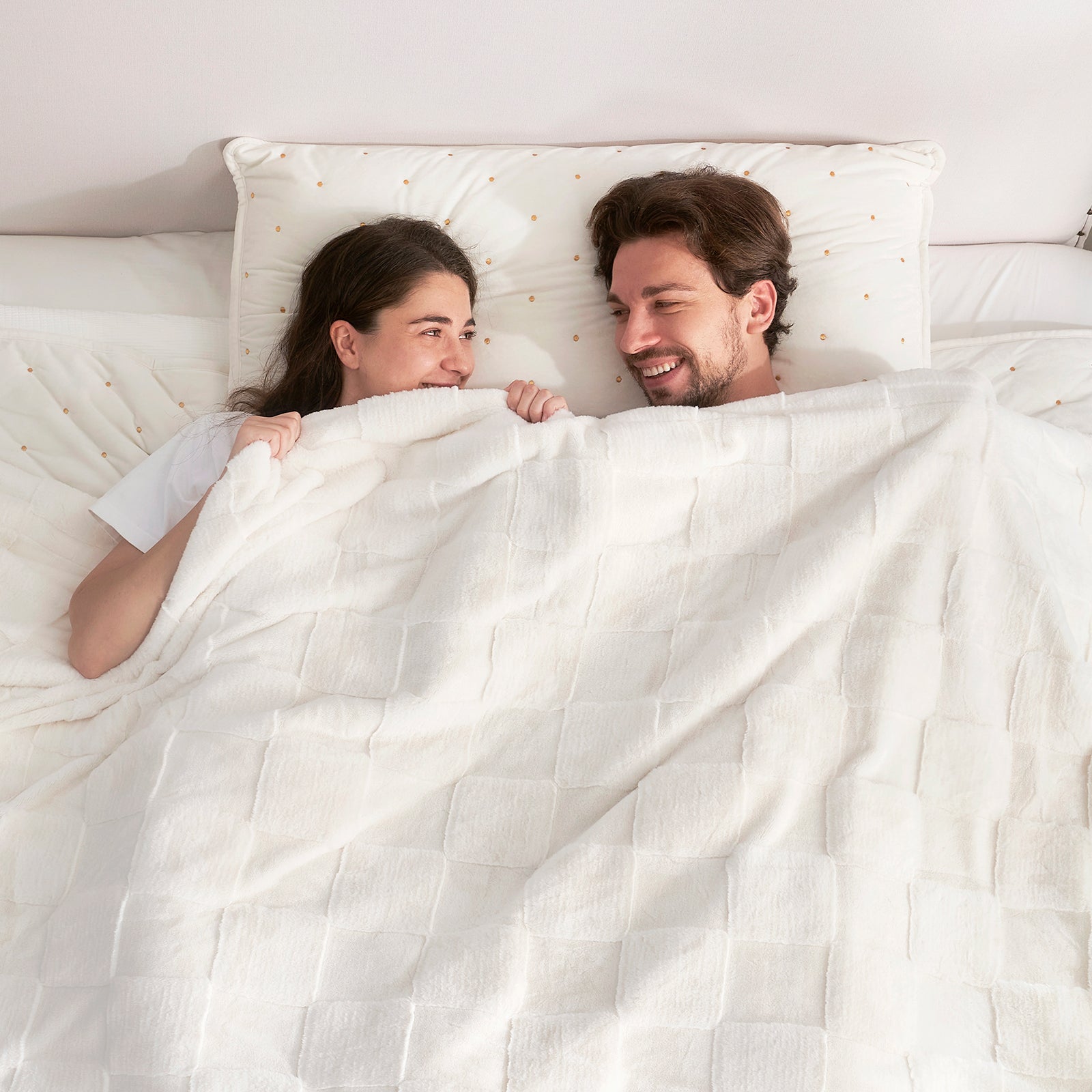 Checkerboard Faux Fur Throw Blanket