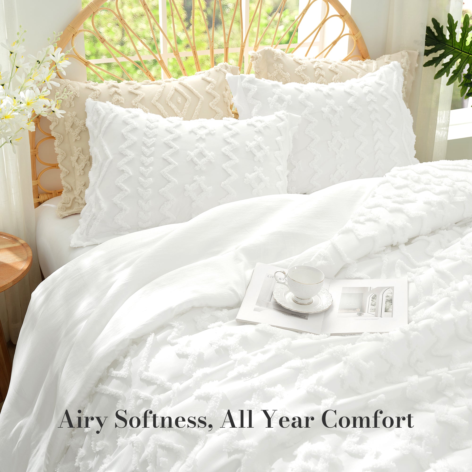 All-Season Faux Tufted Cable Comforter Set