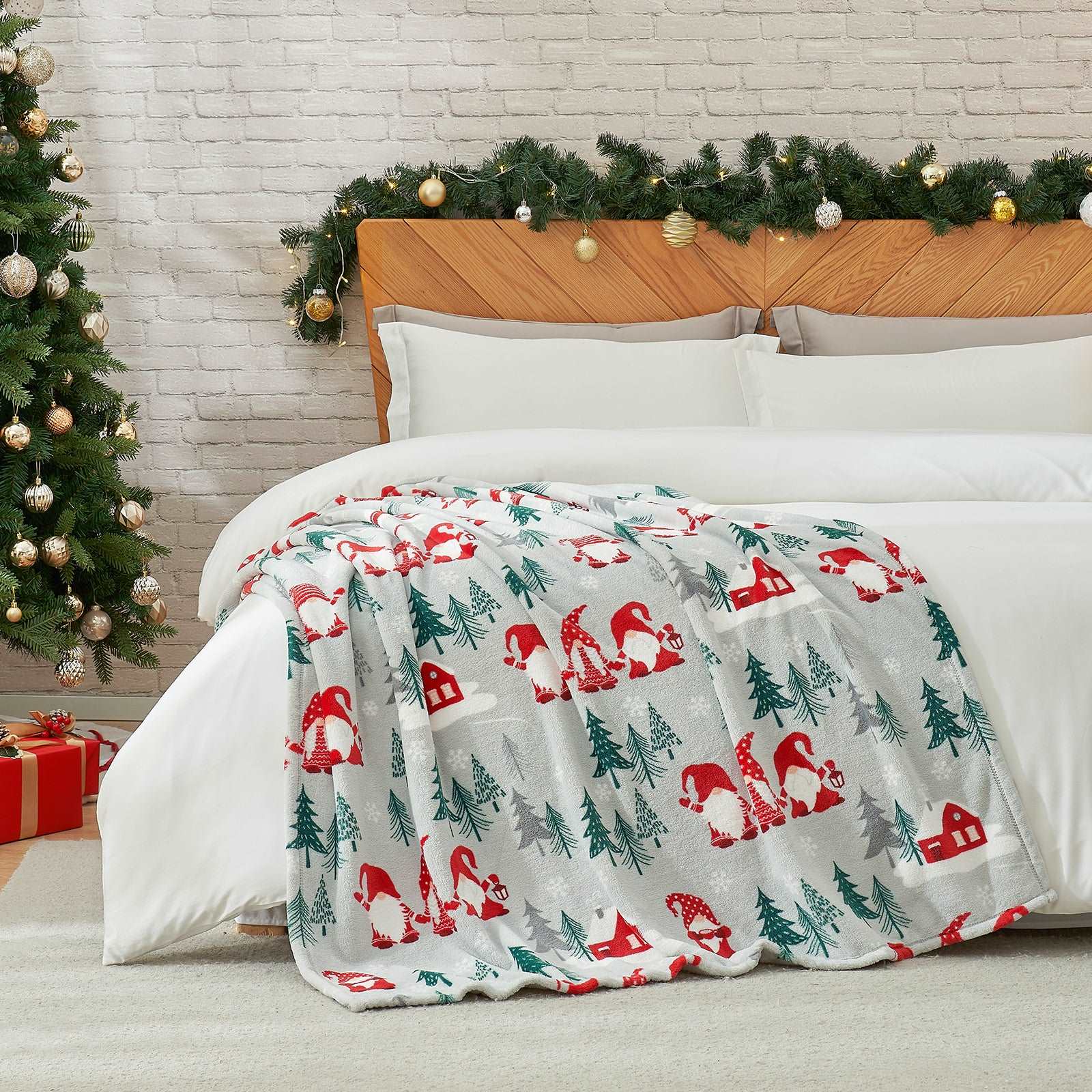 Gnomes MilkyPlush™ Throw Blanket, Christmas decor, cozy bedding #color_ Gnome Family